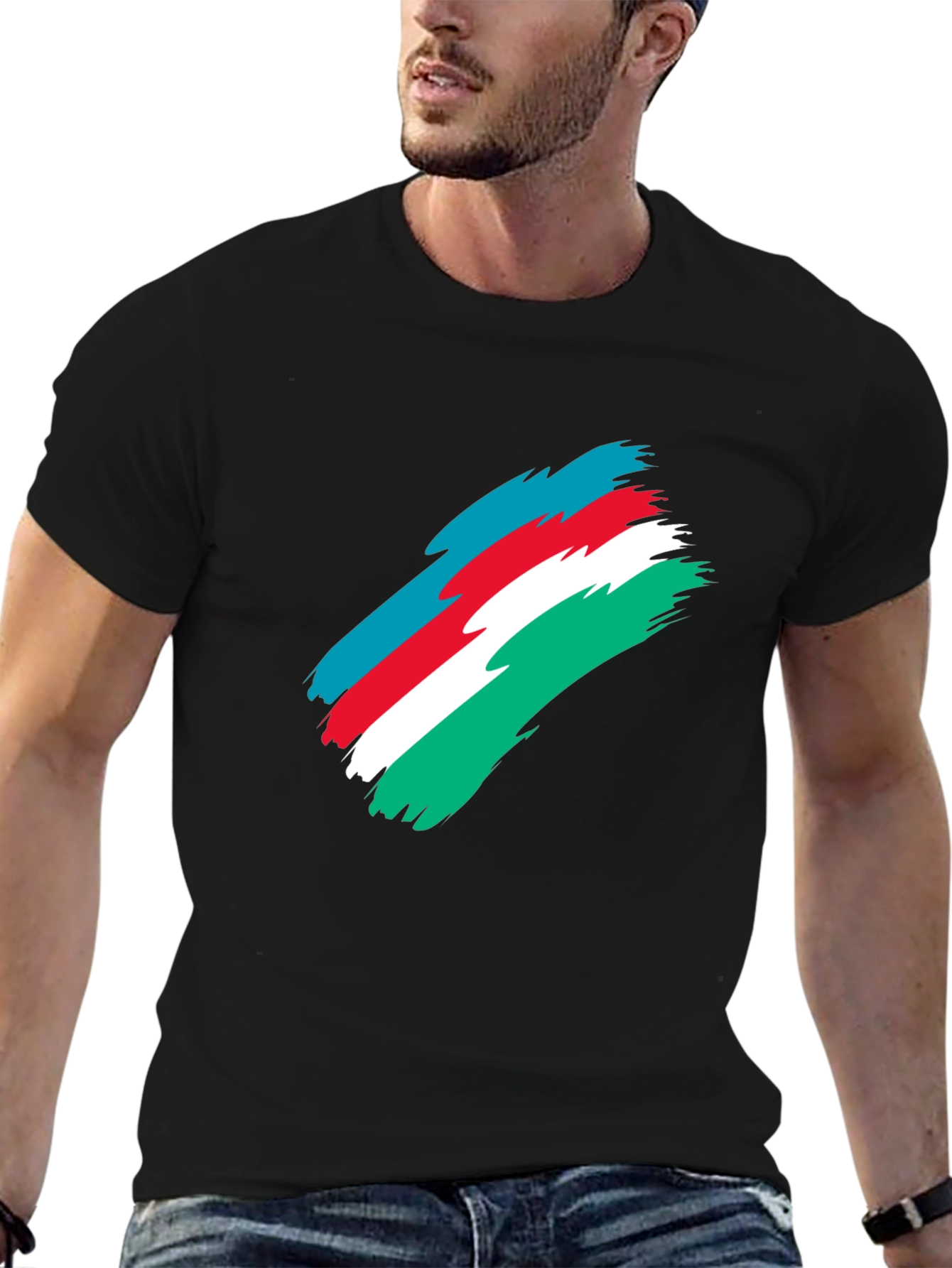 Azerbaijan Flag Brush Stroke Graphic Tee