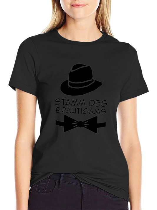 Grooms Crew T-Shirt - Hat and Bowtie Design