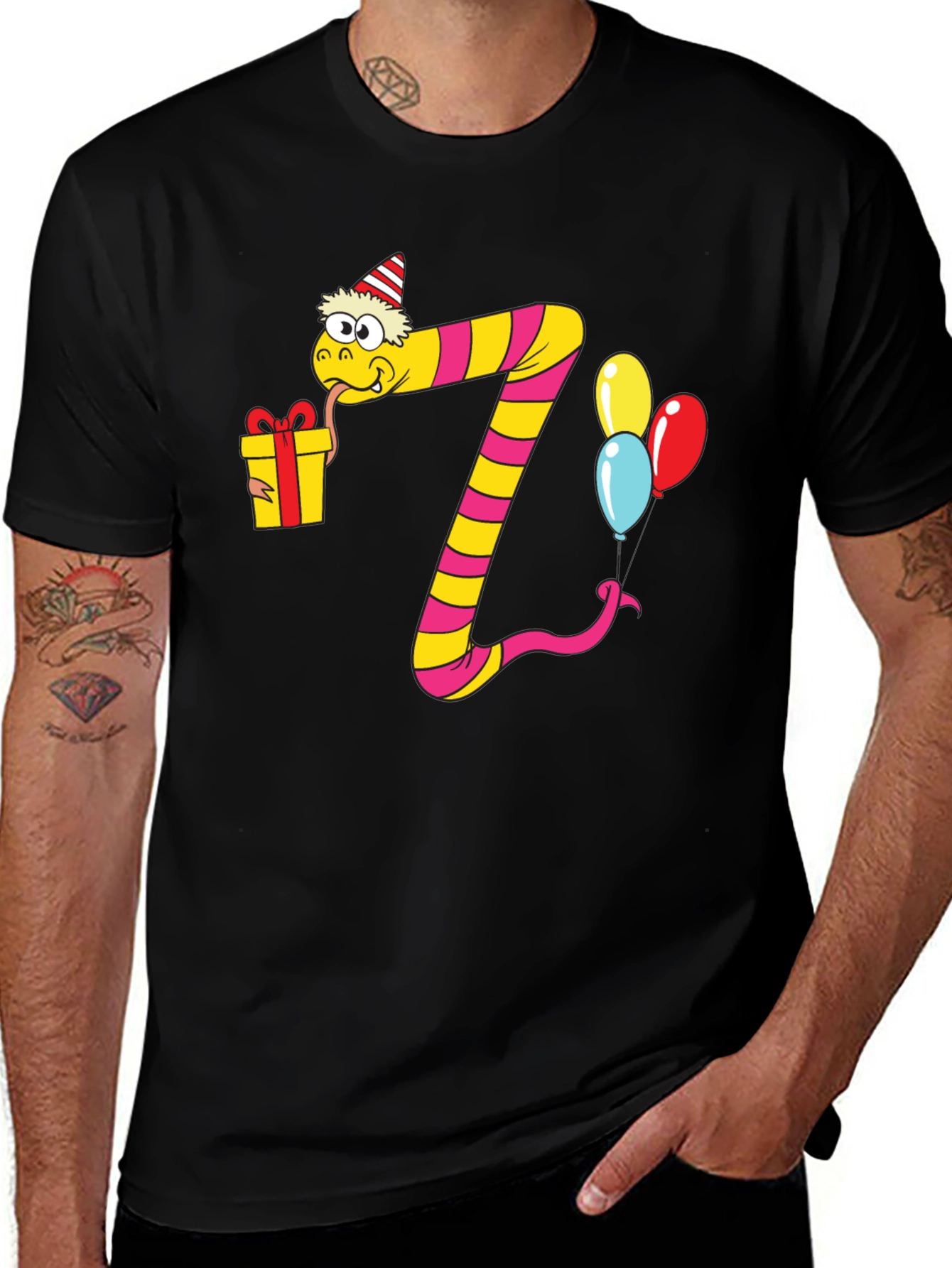 Birthday Snake Number 7 Graphic Tee
