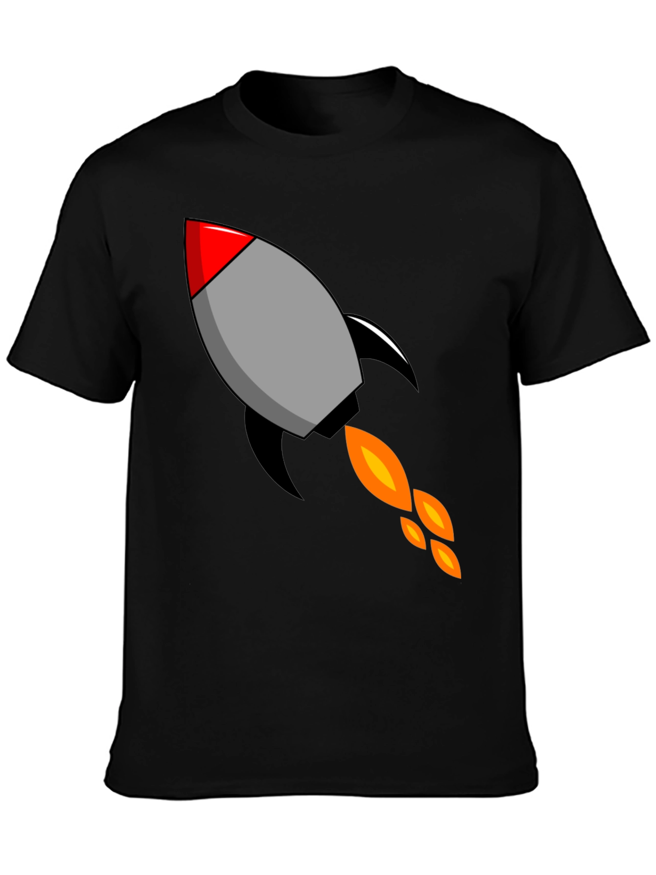 Rocket Graphic Black T-Shirt - Blast Off in Style!