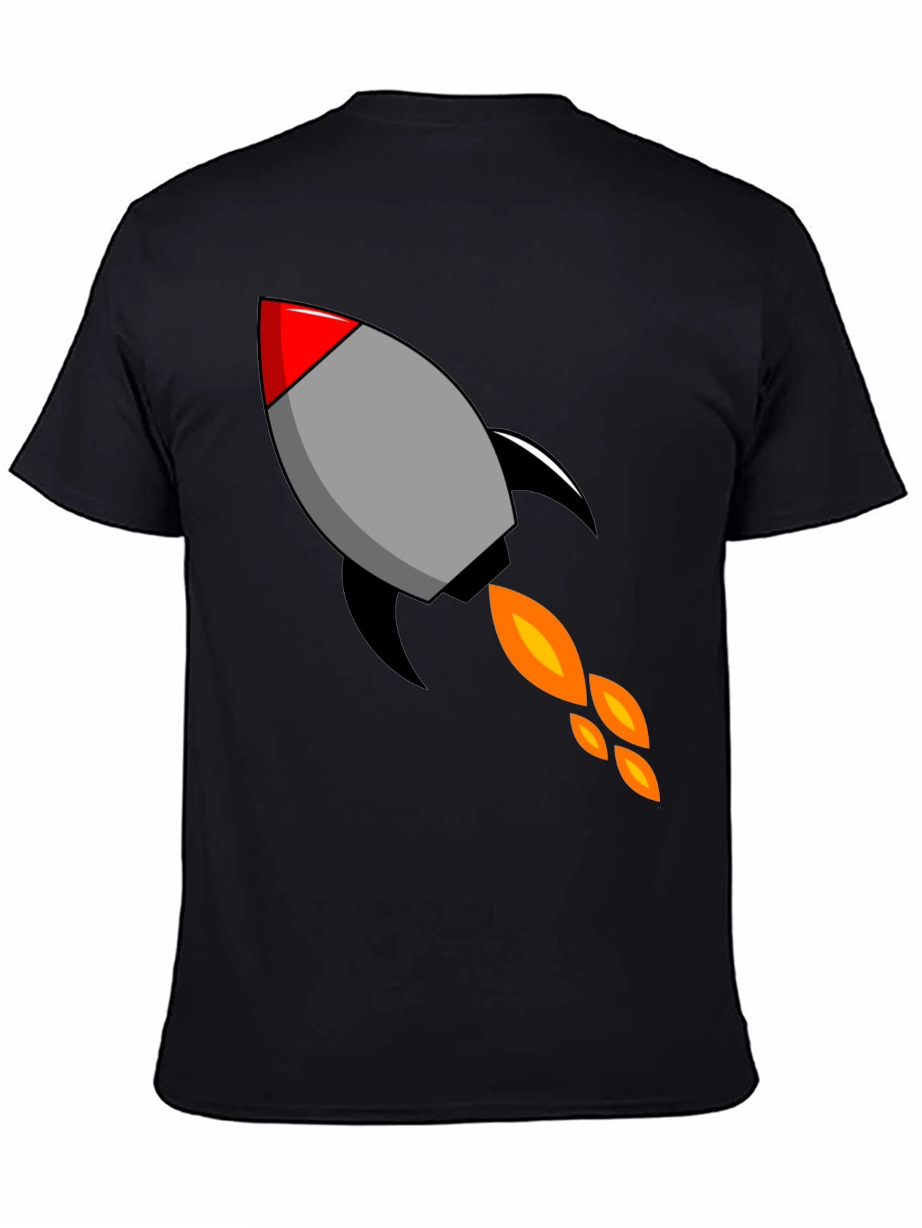 Rocket Graphic Black T-Shirt - Blast Off in Style!