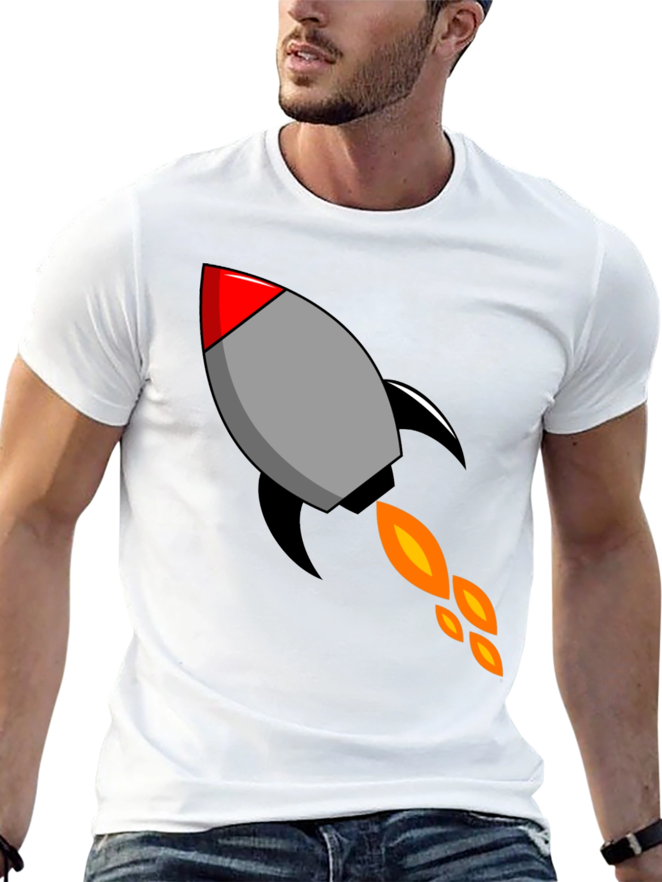 Rocket Graphic Black T-Shirt - Blast Off in Style!