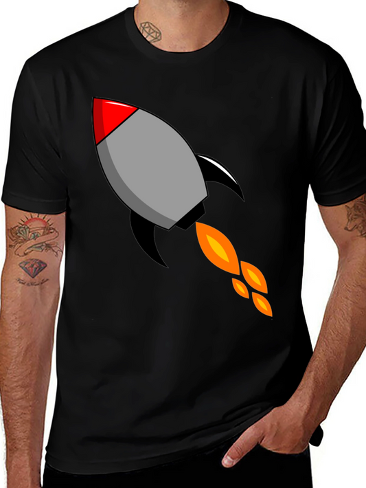 Rocket Graphic Black T-Shirt - Blast Off in Style!