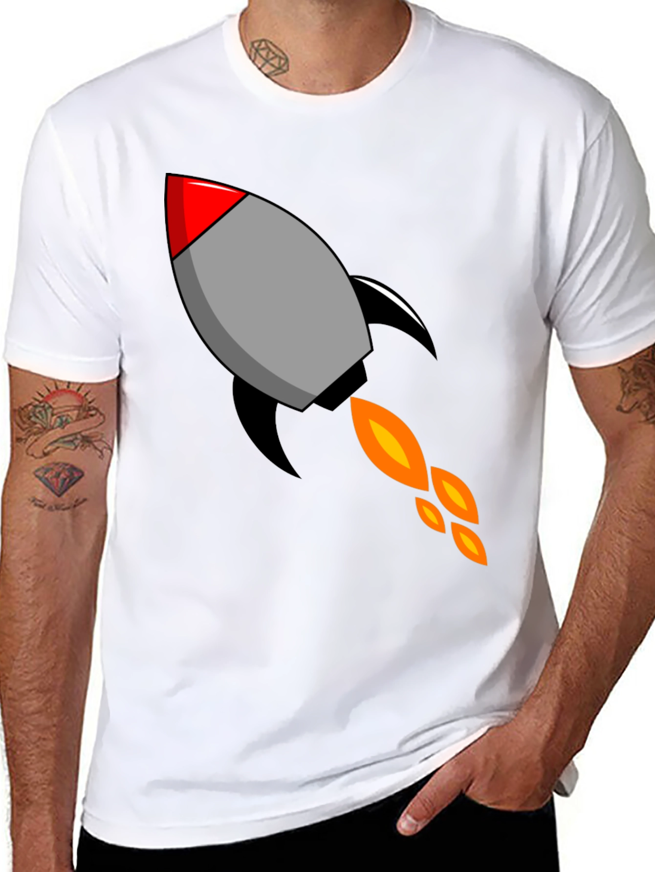 Rocket Graphic Black T-Shirt - Blast Off in Style!