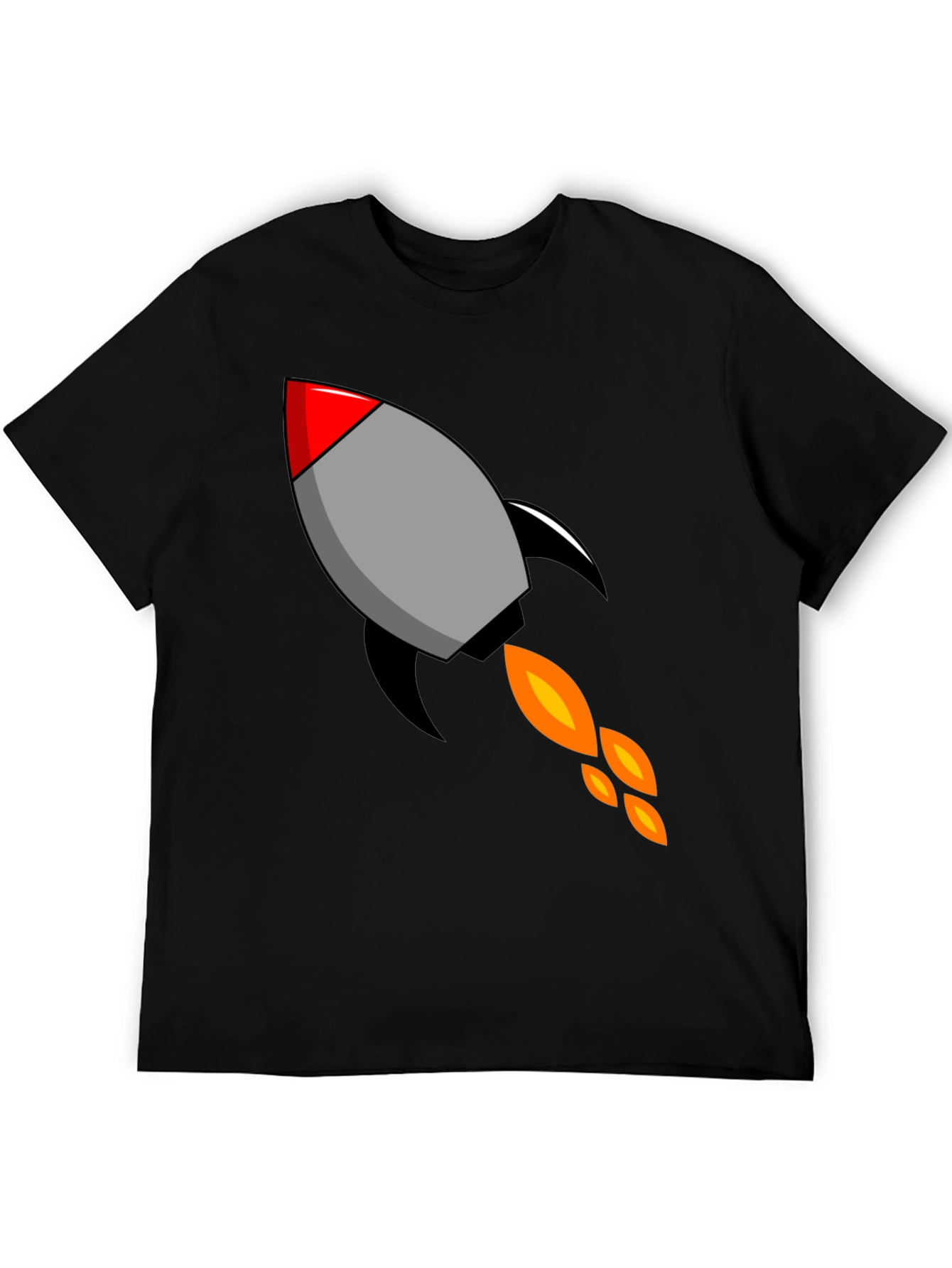 Rocket Graphic Black T-Shirt - Blast Off in Style!