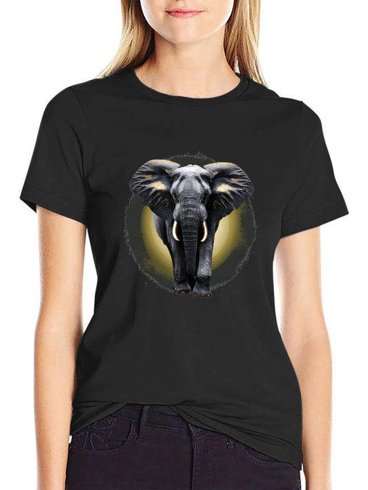 Elephant Graphic Print Crew Neck T-Shirt