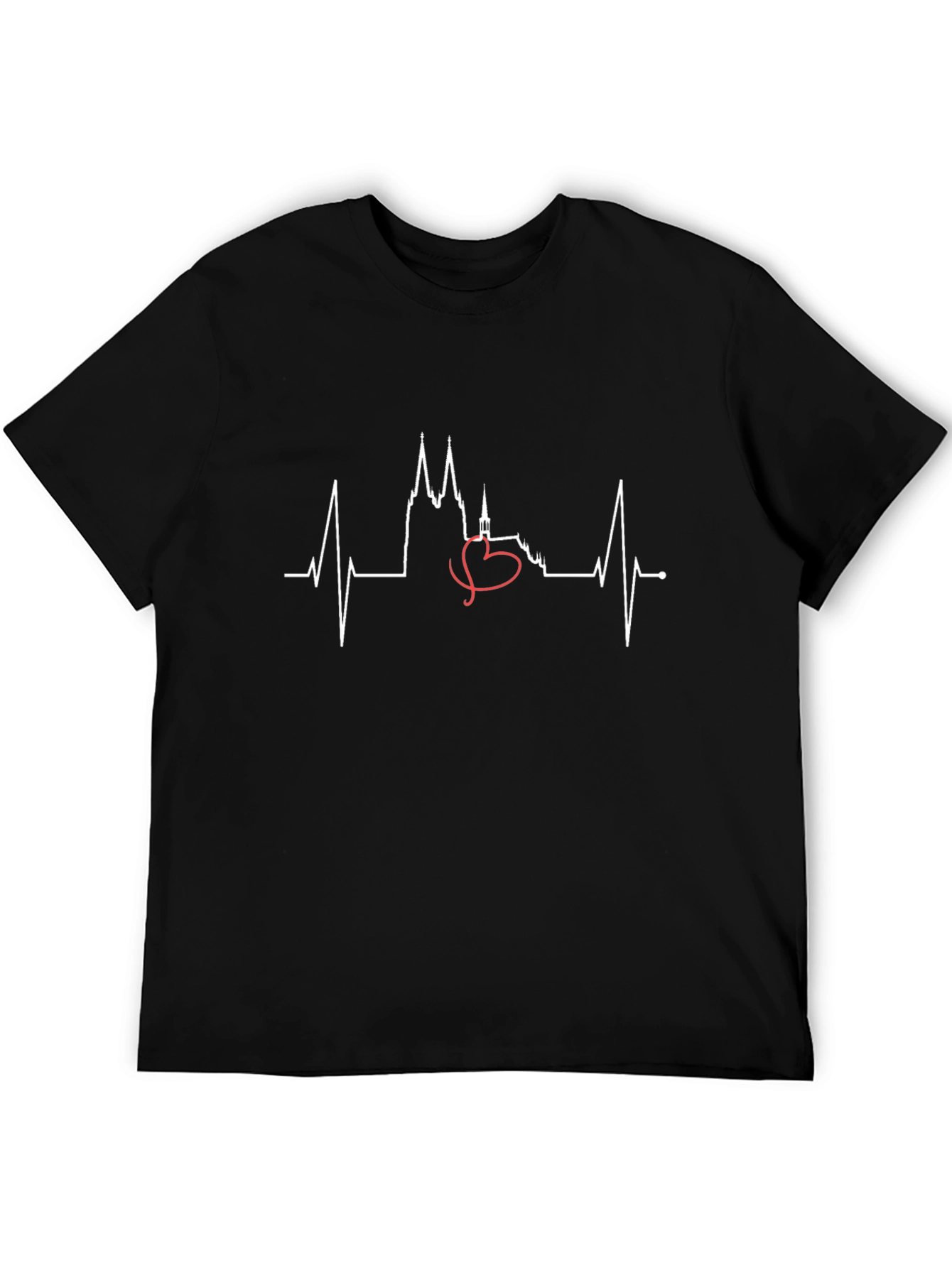 Heartbeat Prague Skyline Black T-Shirt