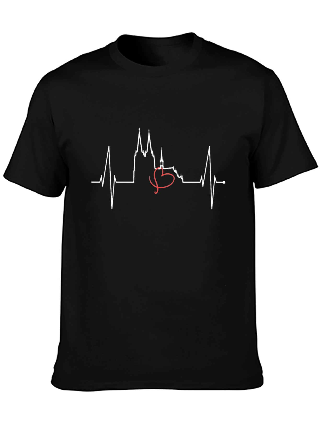 Heartbeat Prague Skyline Black T-Shirt