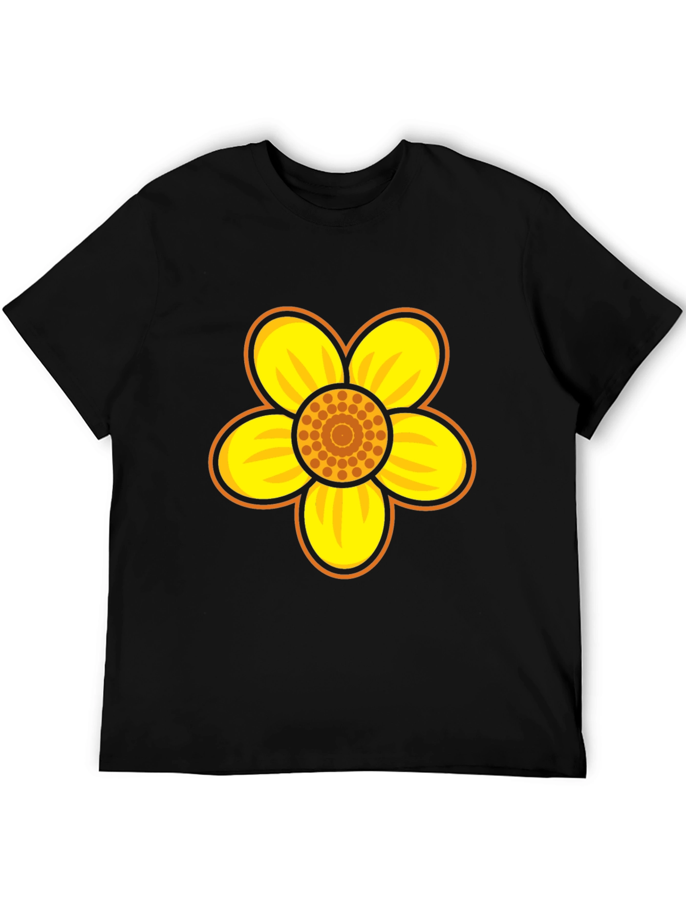 Black T-Shirt with Bold Flower Graphic