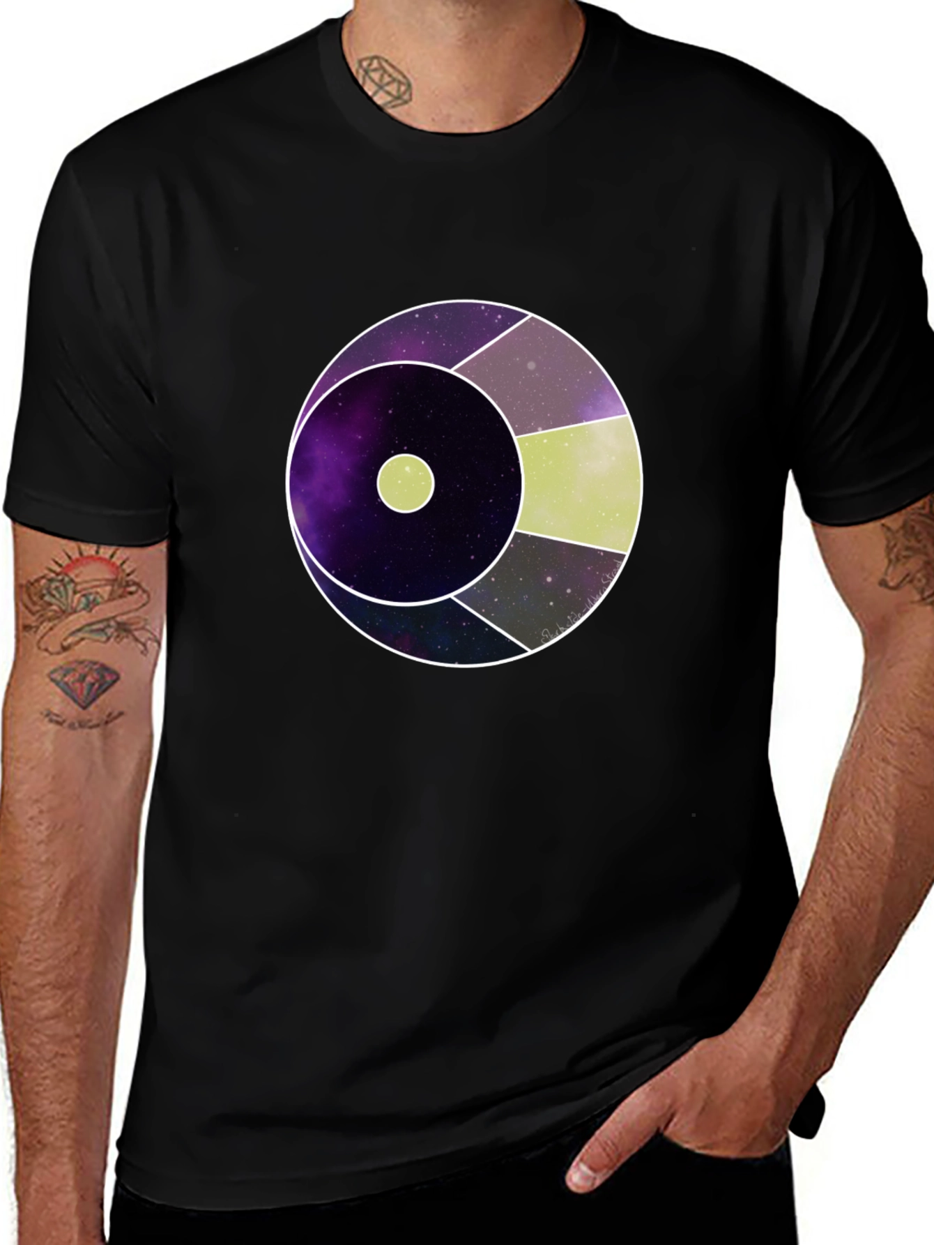 Galaxy Eye Graphic Print Black T-Shirt