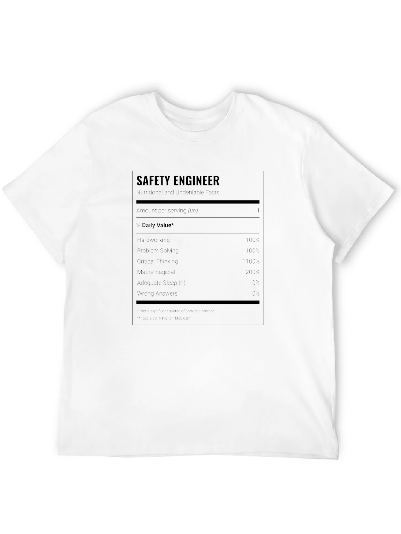 Safety Engineer Nutritional Facts T-Shirt