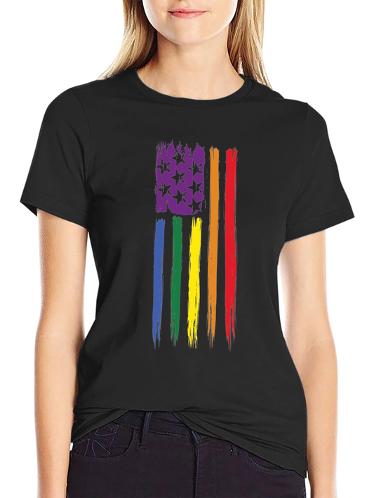 LGBT Pride Flag T-Shirt - Distressed USA Design