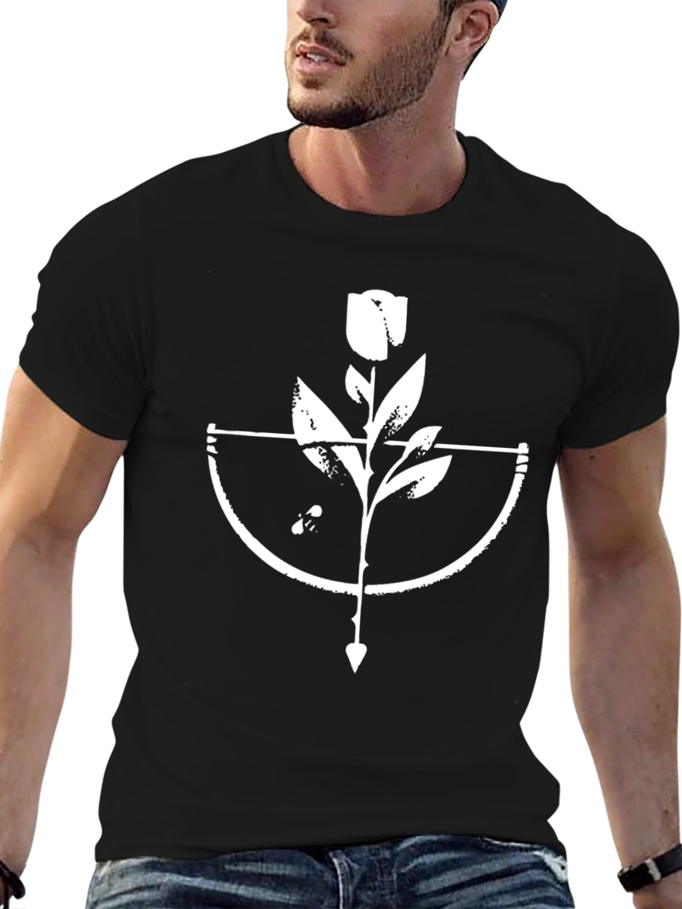 Rose & Arrow Graphic Tee - Black Cotton Blend