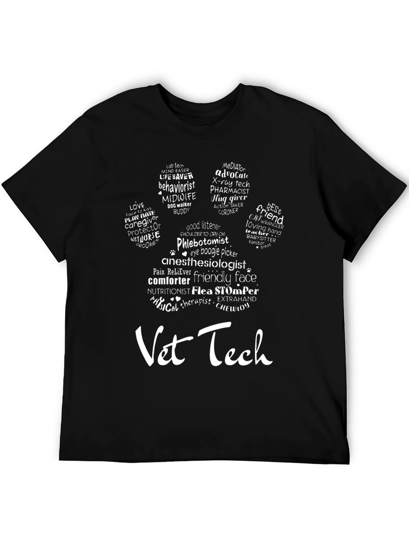 Vet Tech Paw Print T-Shirt - Animal Lover Gift