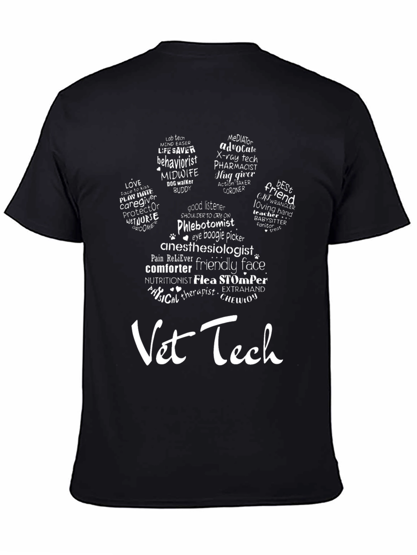 Vet Tech Paw Print T-Shirt - Animal Lover Gift