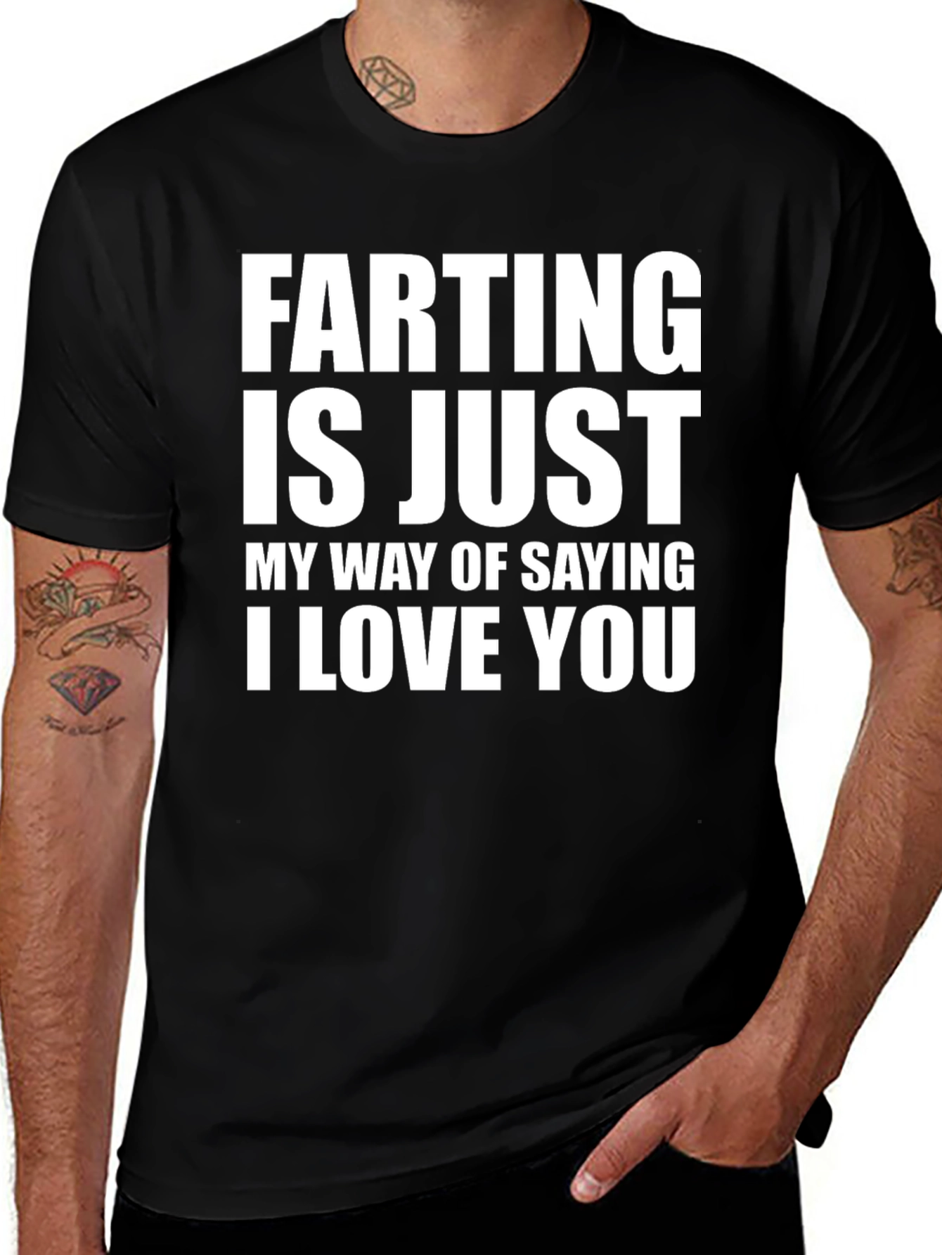 Funny Farting I Love You Black T-Shirt