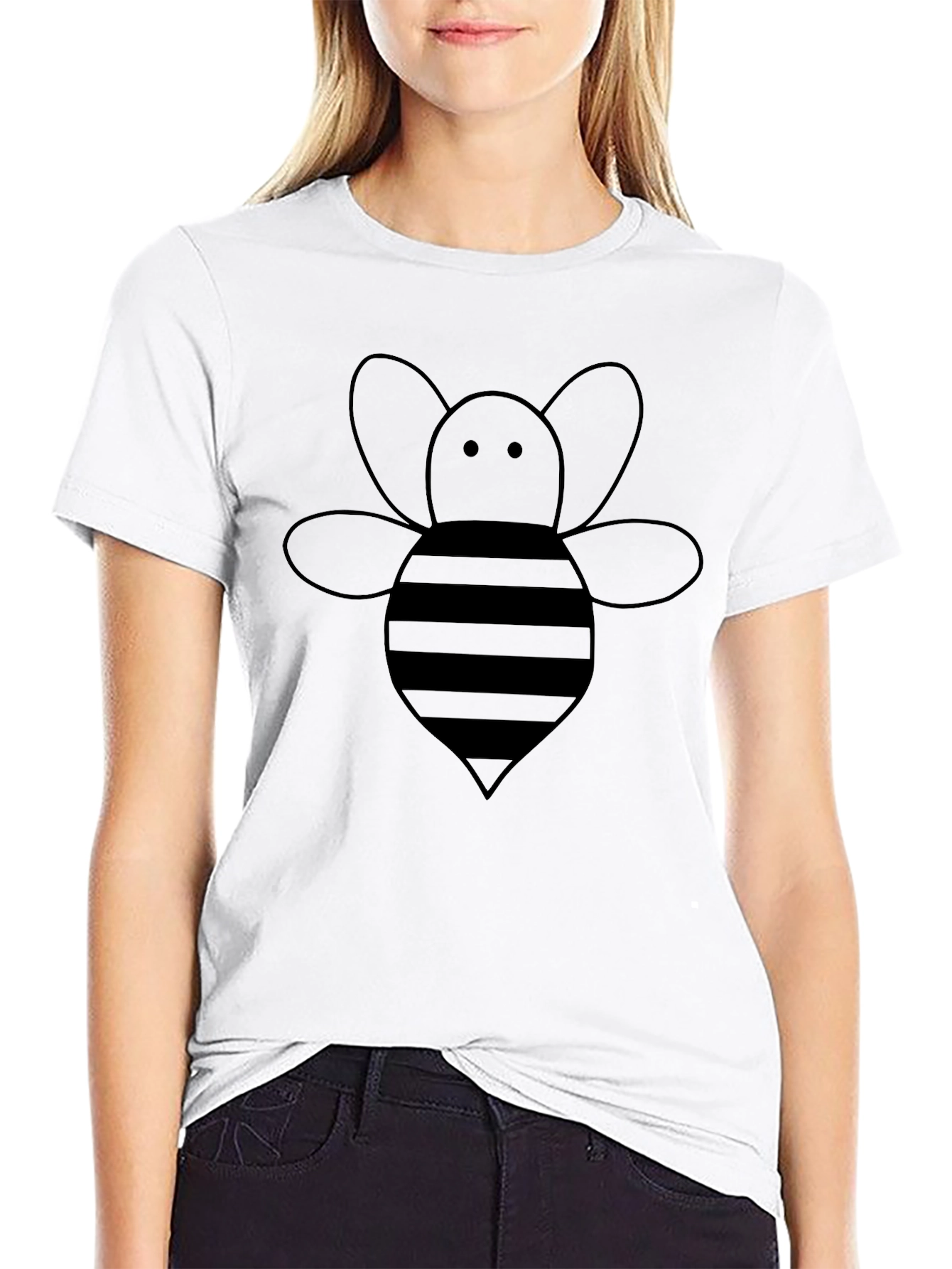 Mens Black T-Shirt with Cute Bee Graphic