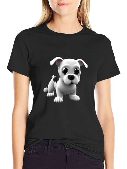 Cute Puppy Graphic Black T-Shirt