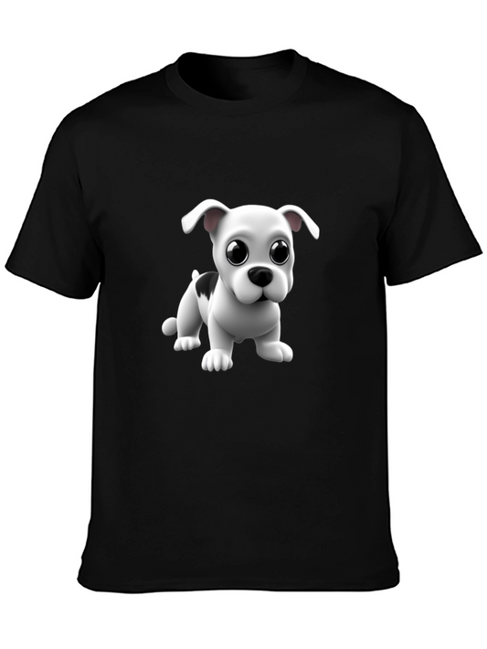 Cute Puppy Graphic Black T-Shirt
