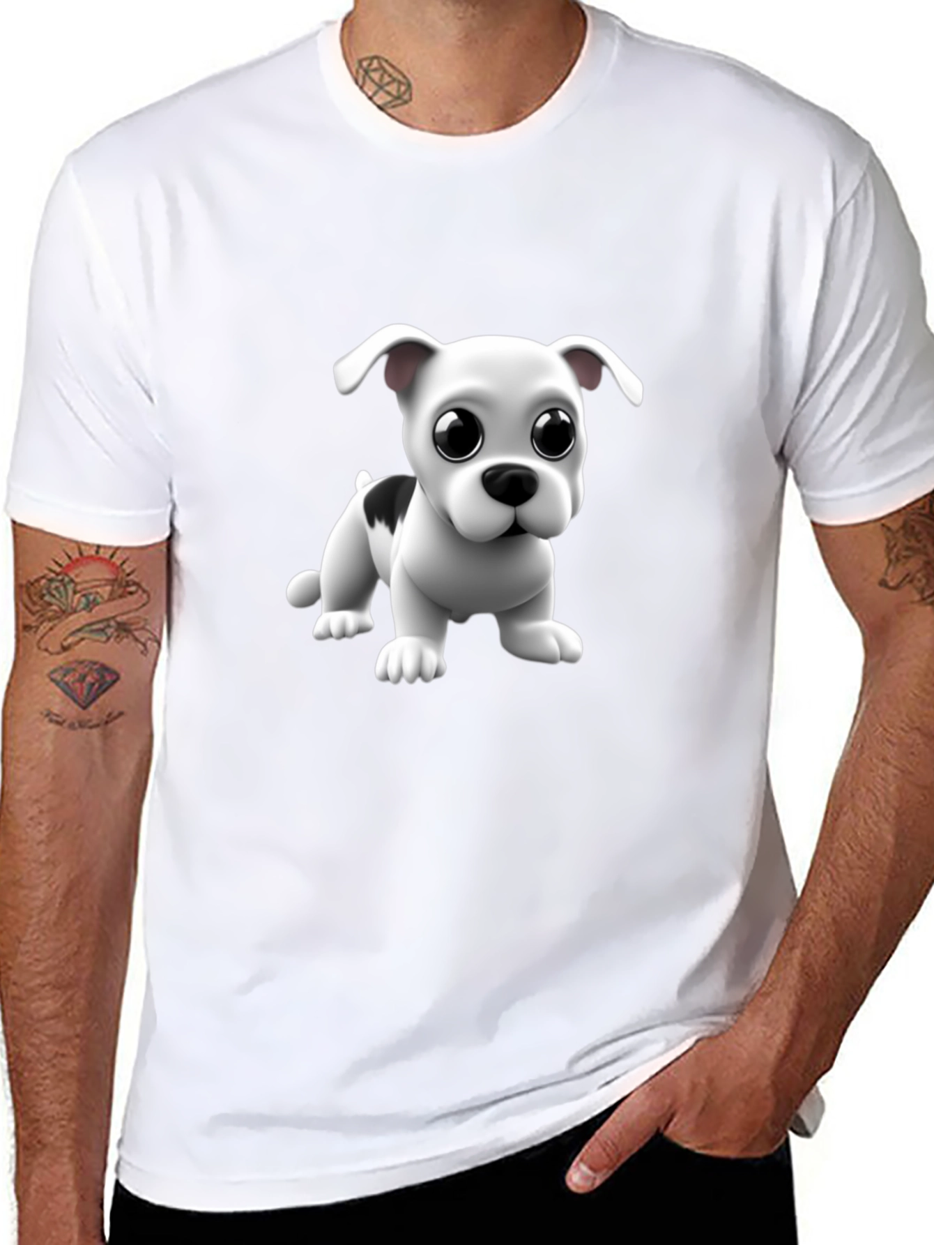 Cute Puppy Graphic Black T-Shirt