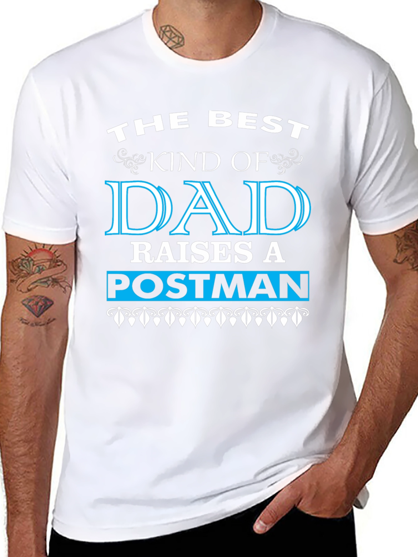Best Dad Raises A Postman T-Shirt - Black