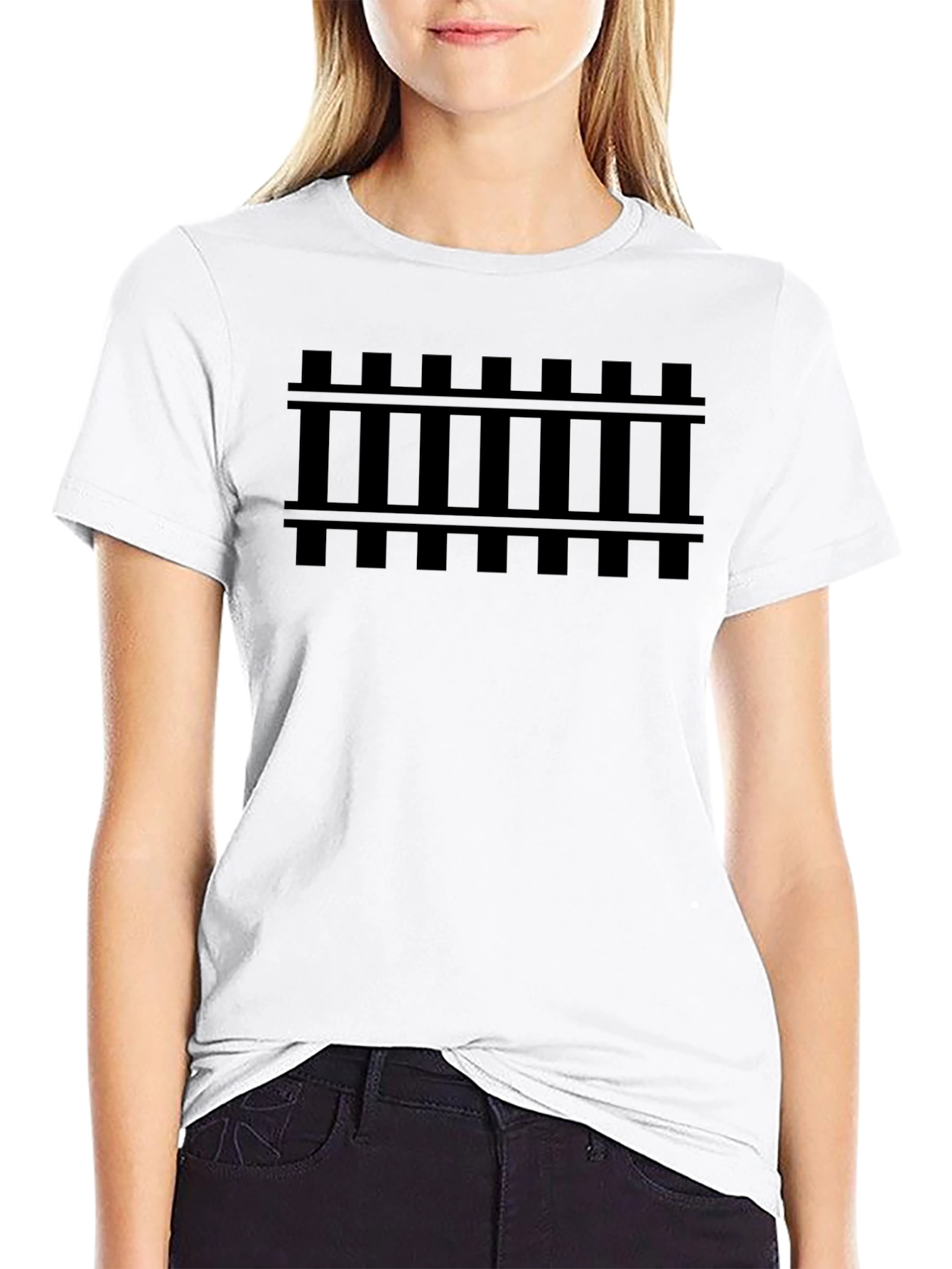 Railroad Track Graphic T-Shirt - Black