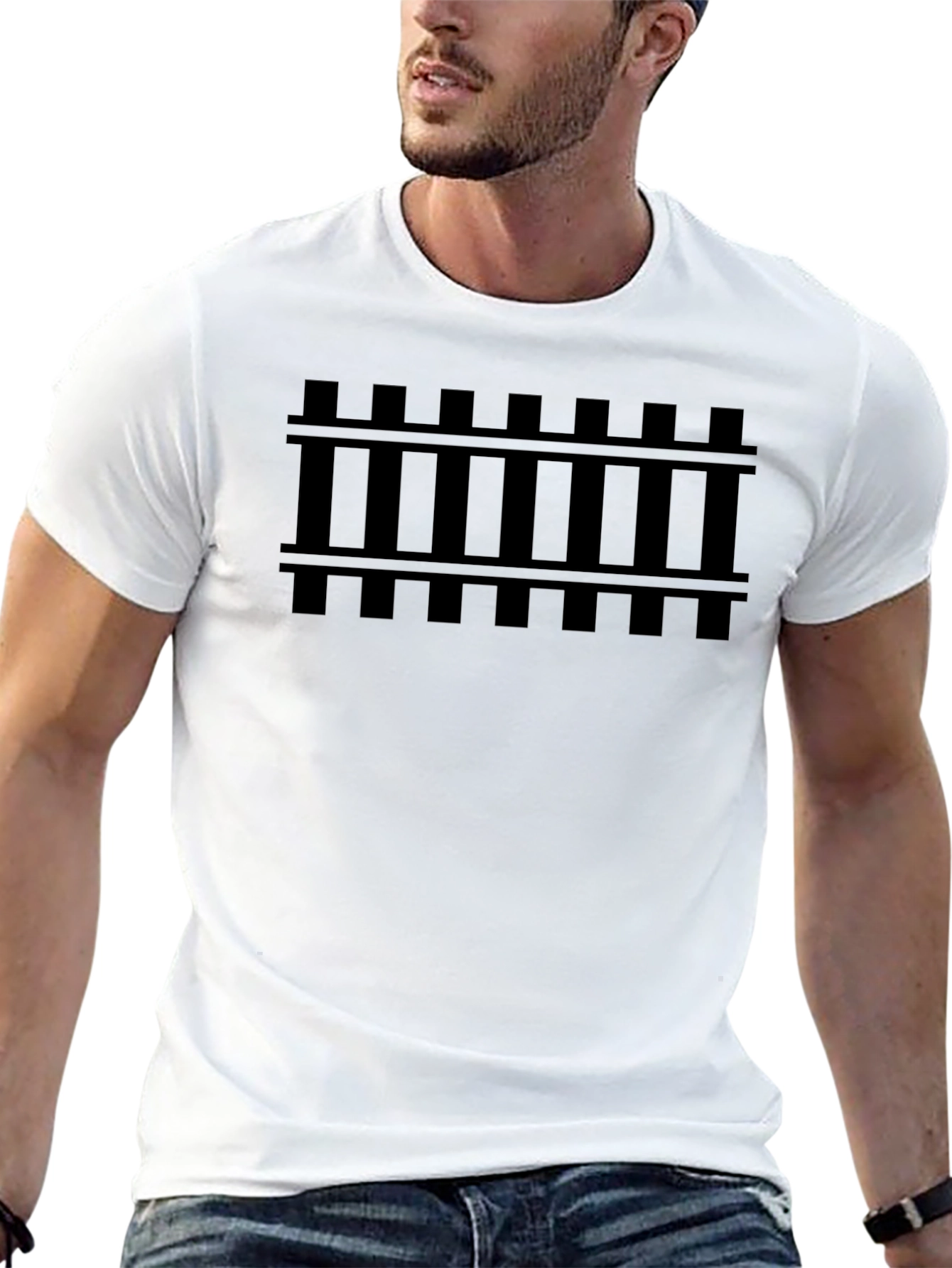 Railroad Track Graphic T-Shirt - Black