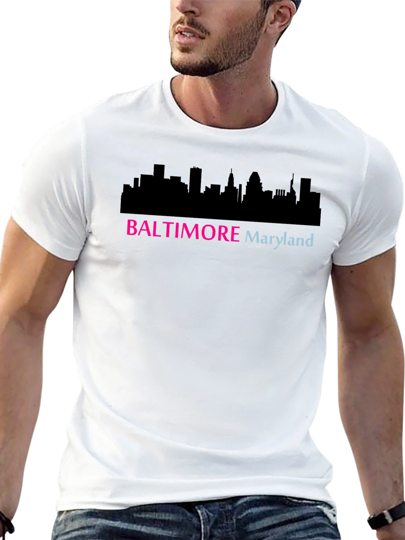 Baltimore Maryland Skyline Graphic Tee - Black