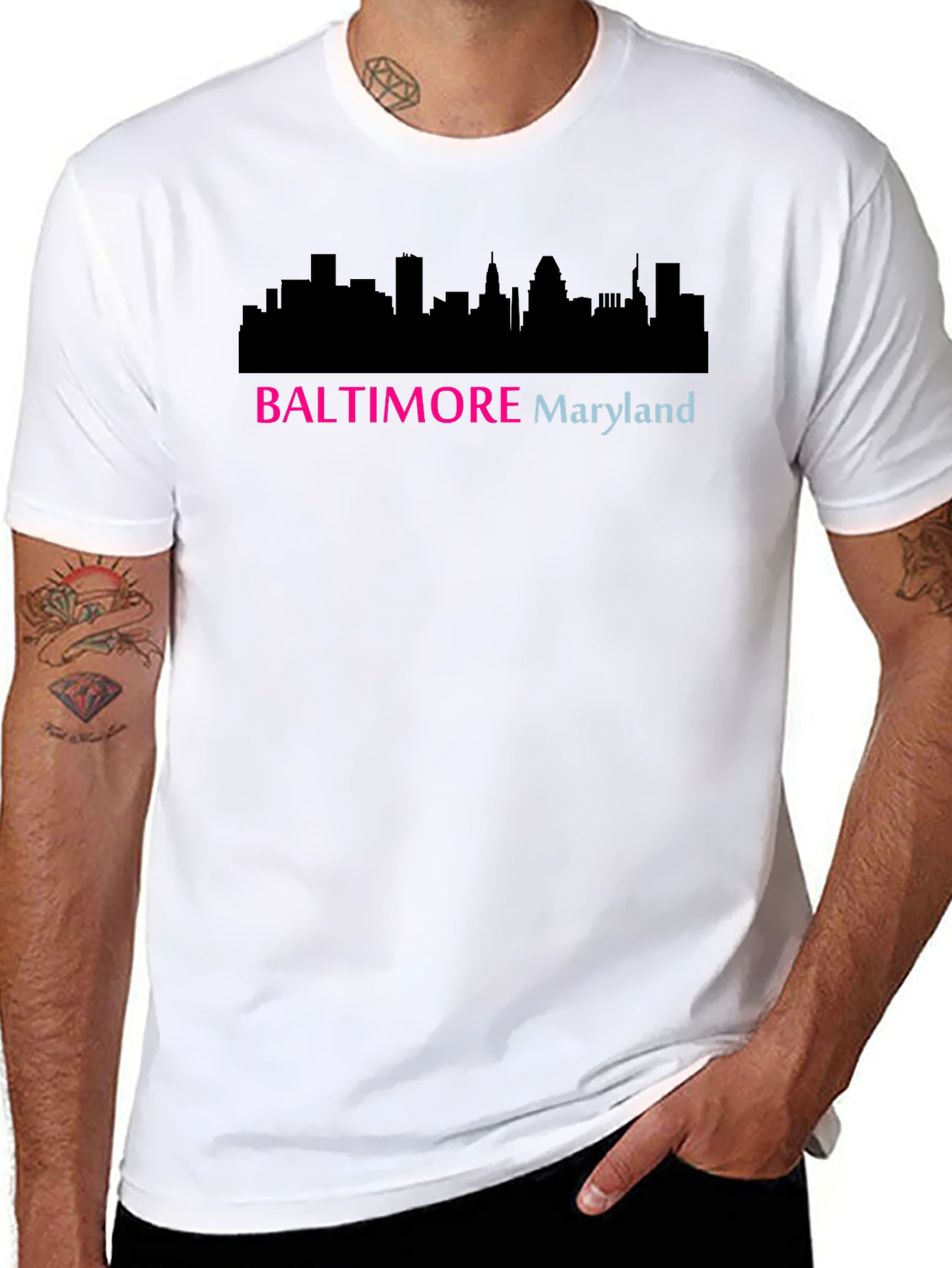 Baltimore Maryland Skyline Graphic Tee - Black