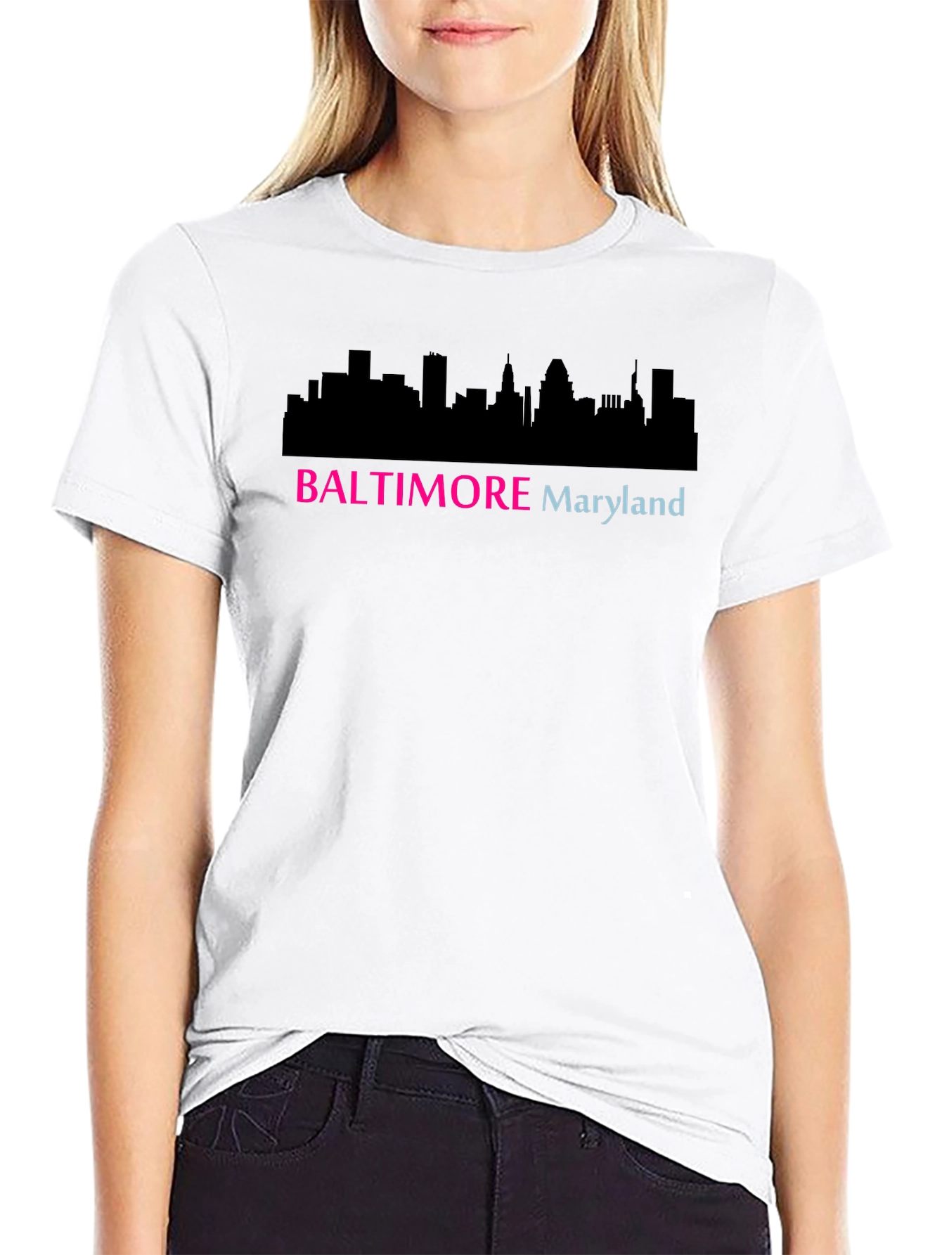 Baltimore Maryland Skyline Graphic Tee - Black