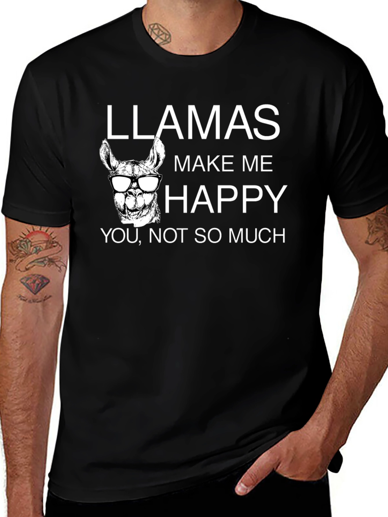 Llamas Make Me Happy T-Shirt - Funny Graphic Tee
