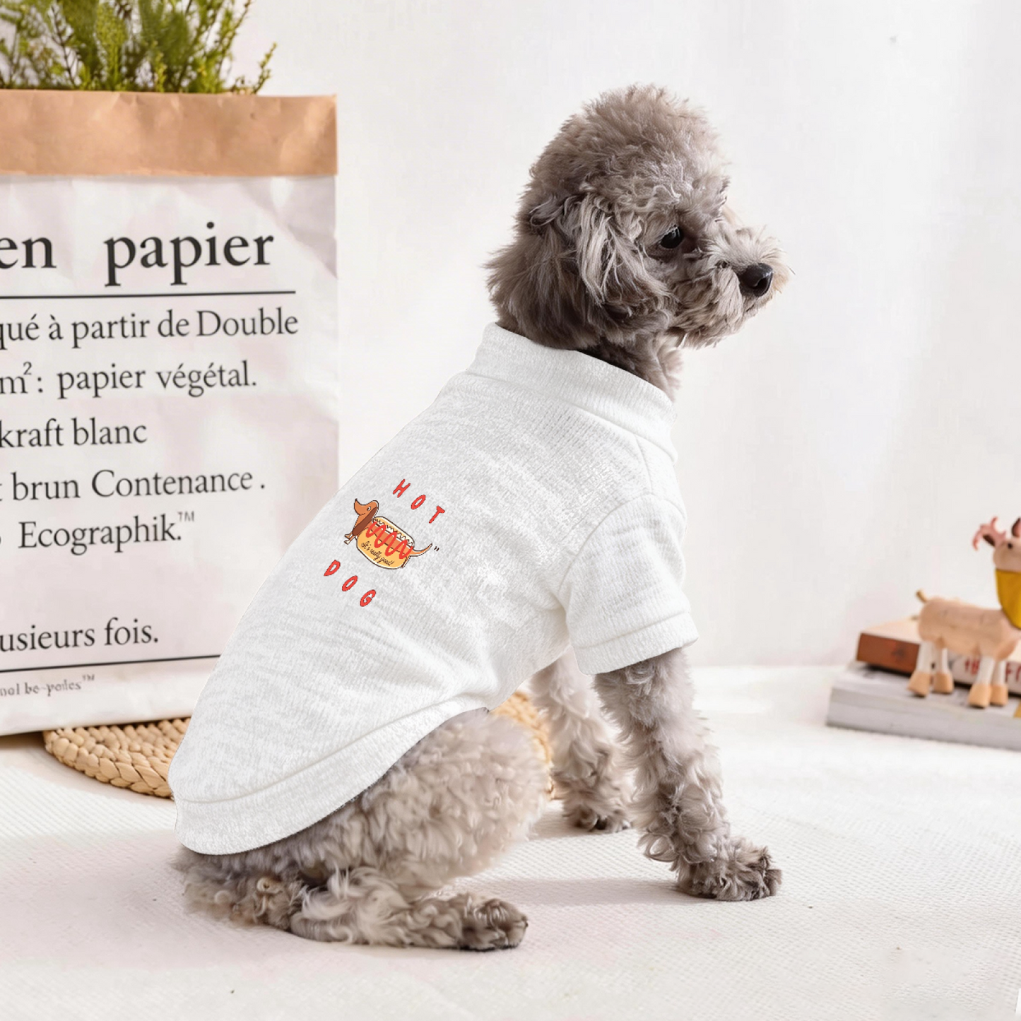 HOT DOG Funny Cartoon Pet Cardigan Sweater