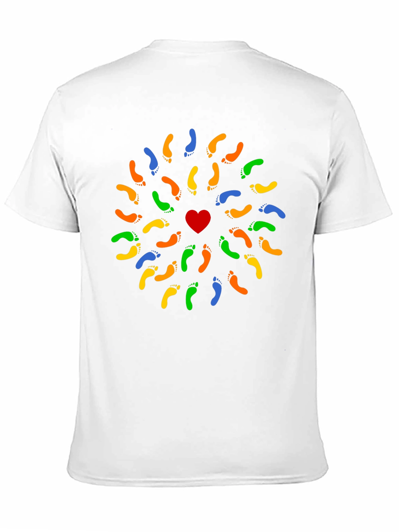 Heart Footprint Mandala Black T-Shirt