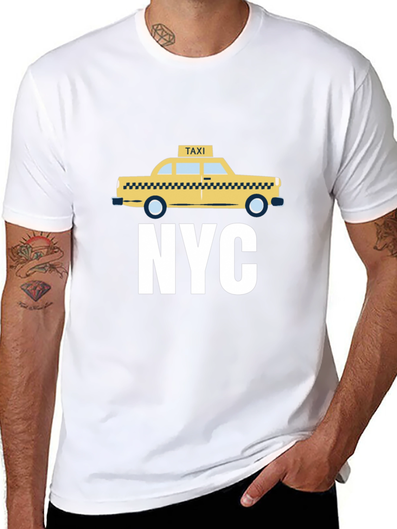 NYC Taxi Graphic Tee - Black Cotton T-Shirt