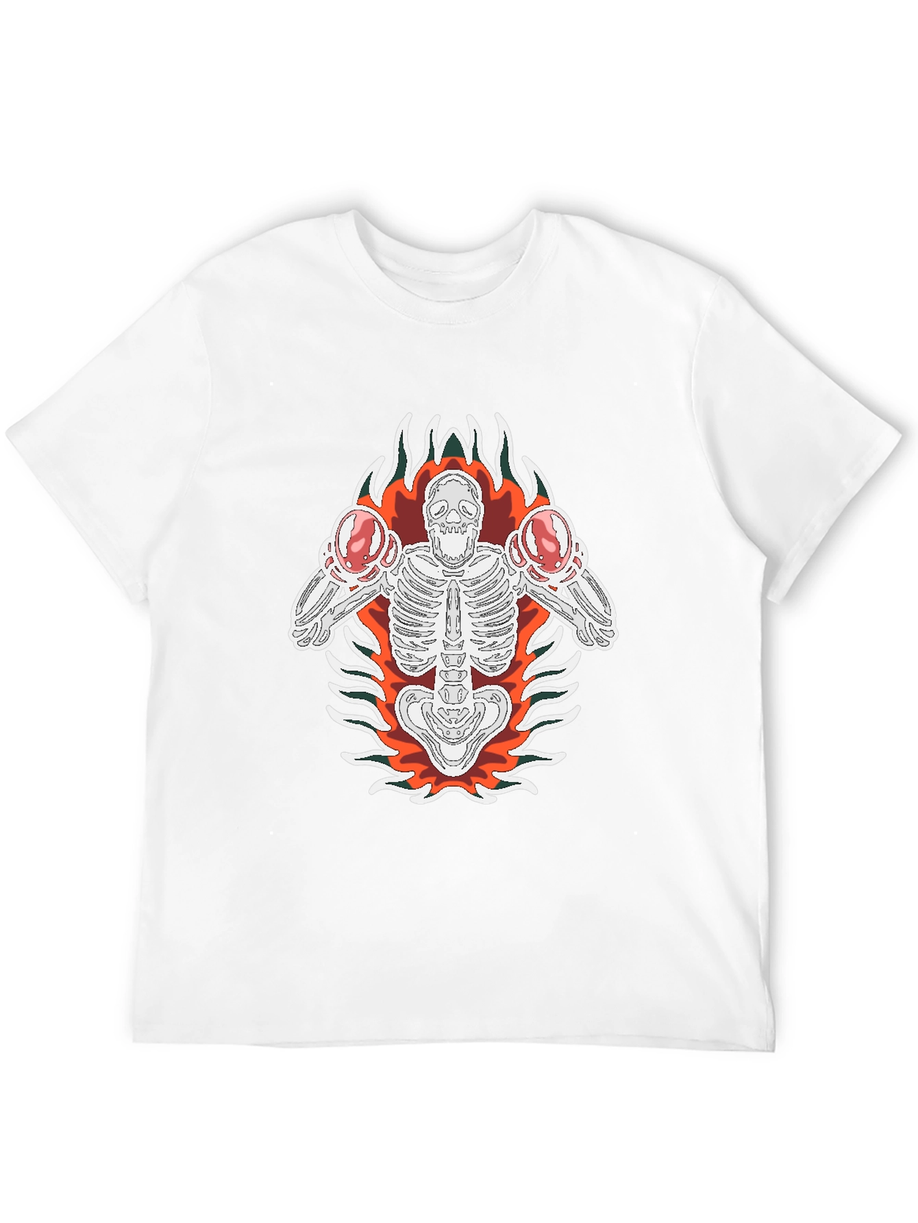 Skeleton Boxer Graphic Tee - Black Cotton T-Shirt