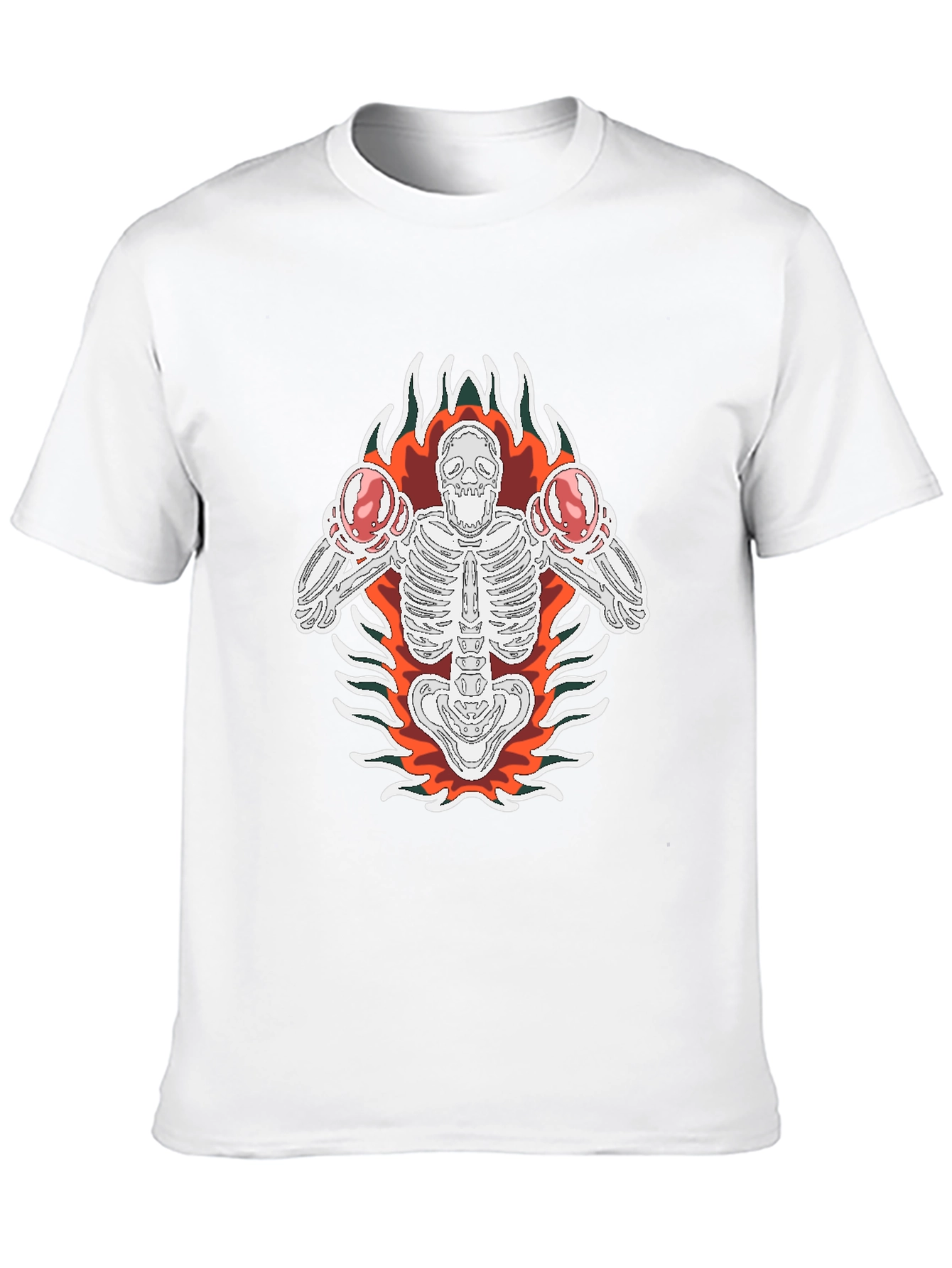 Skeleton Boxer Graphic Tee - Black Cotton T-Shirt
