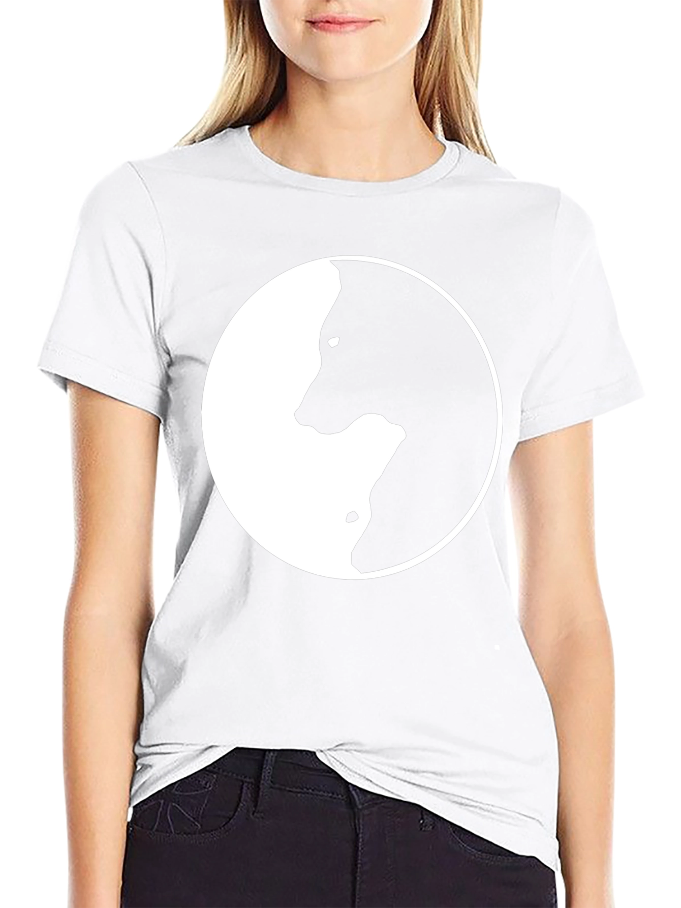 Yin Yang Wolf Graphic T-Shirt - Stylish Black Tee