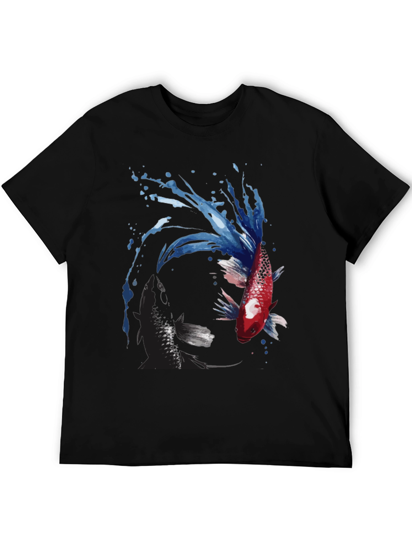 Yin Yang Koi Fish Graphic Tee - Black