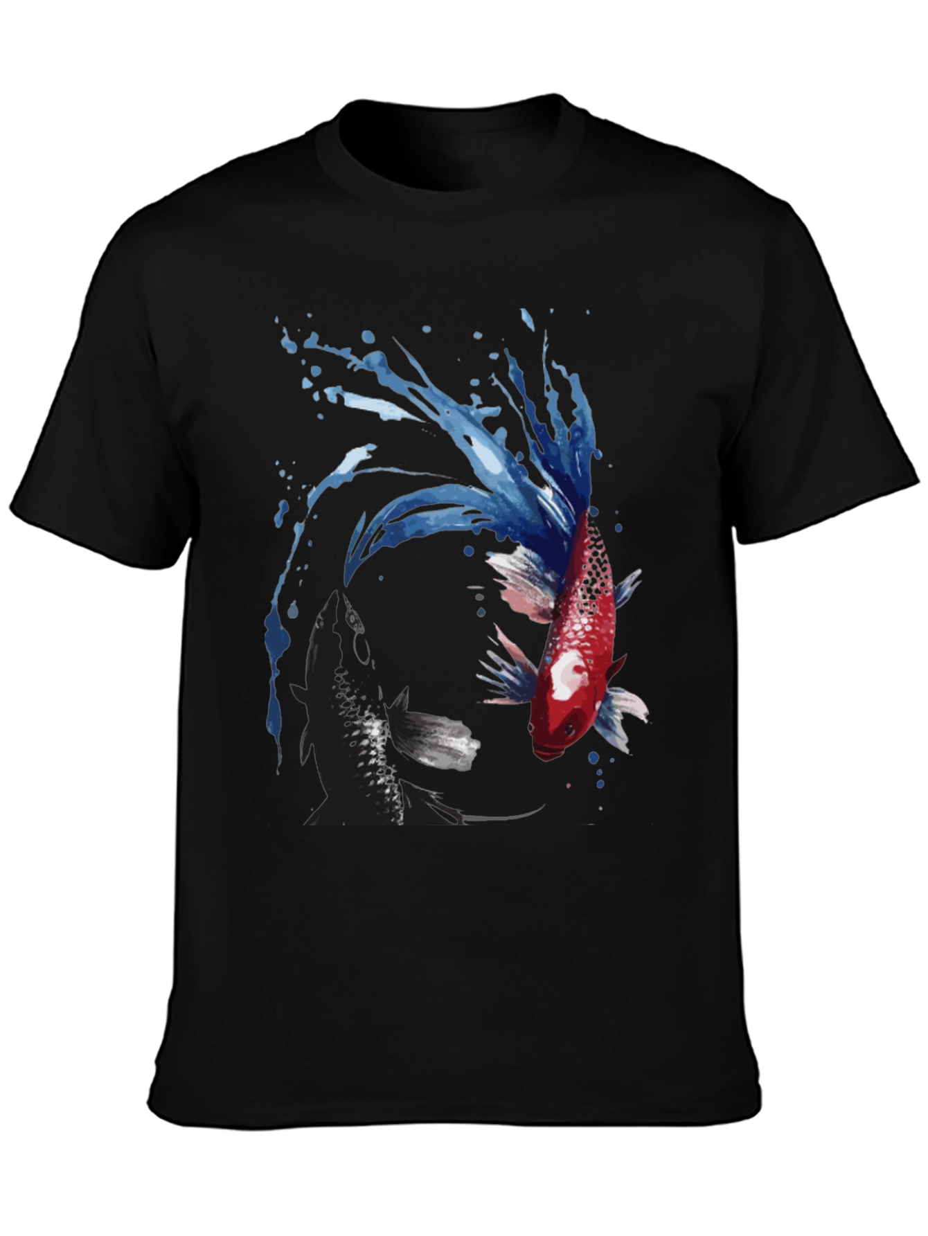Yin Yang Koi Fish Graphic Tee - Black