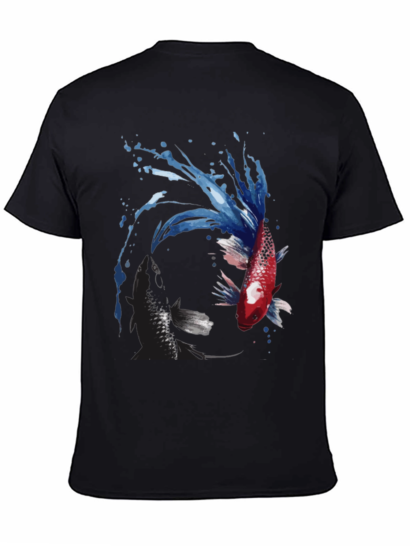 Yin Yang Koi Fish Graphic Tee - Black