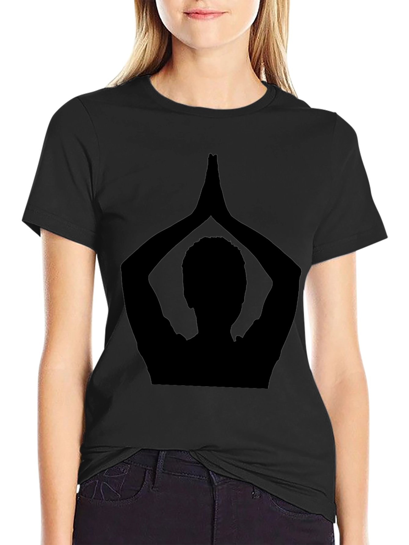 Namaste Yoga Pose Black Graphic T-Shirt