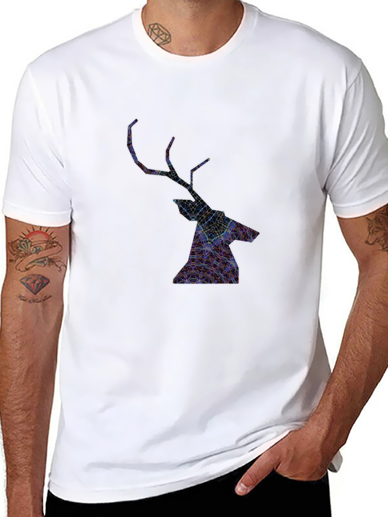Geometric Deer Head Graphic T-Shirt