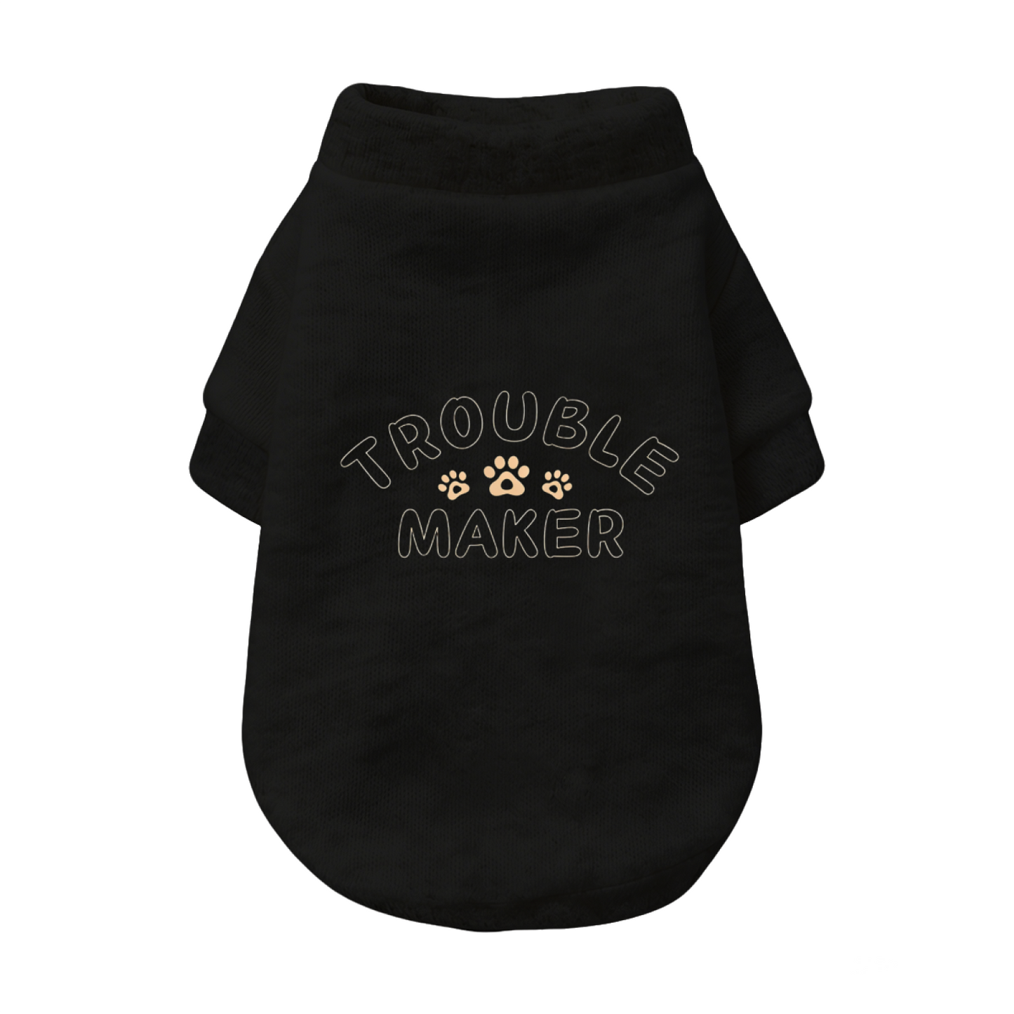 Trouble Maker Paw Print Black Pet Pullover Sweater, Funny Naughty Dog Clothes