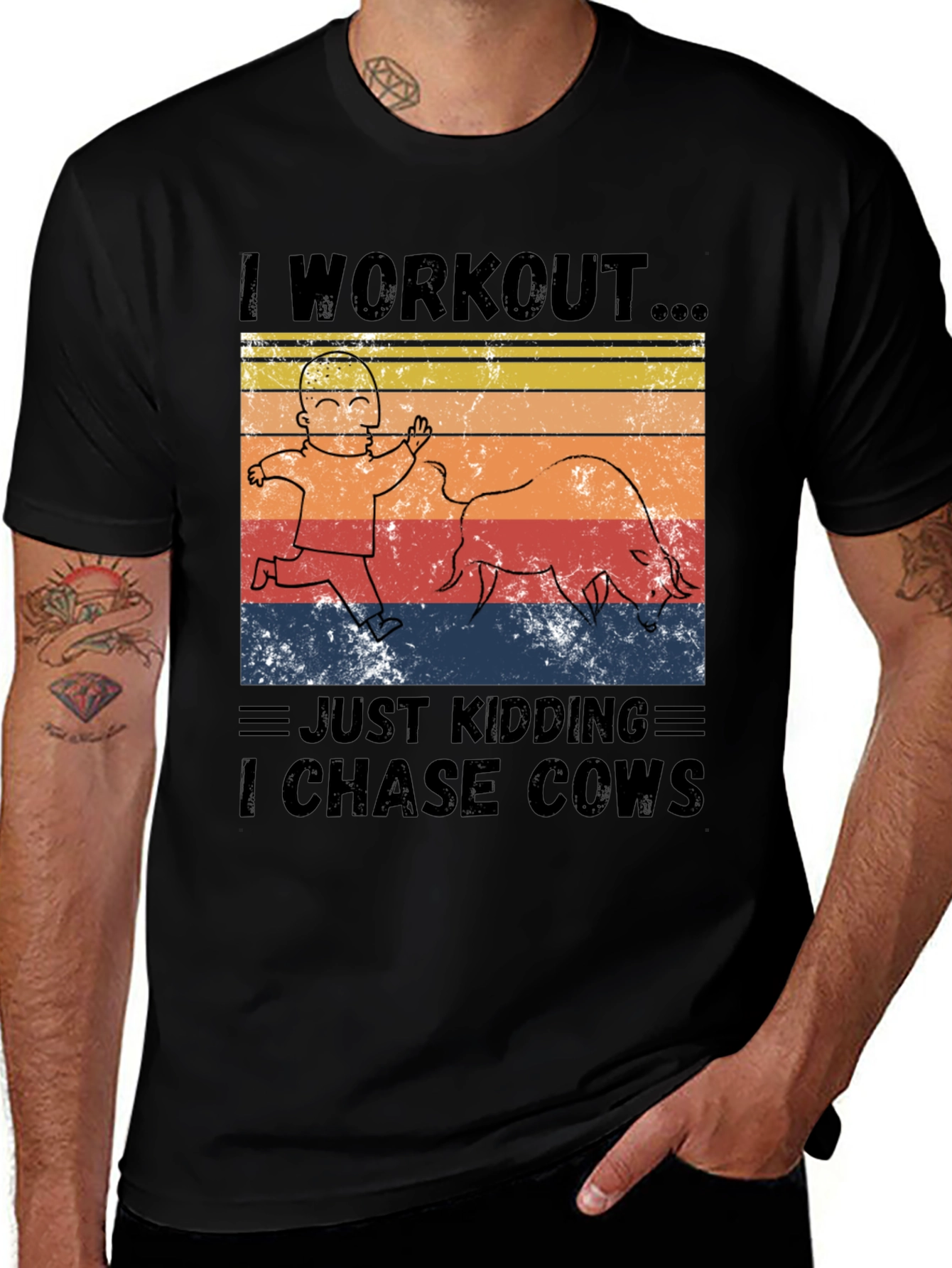 I Workout I Chase Cows Graphic T-Shirt