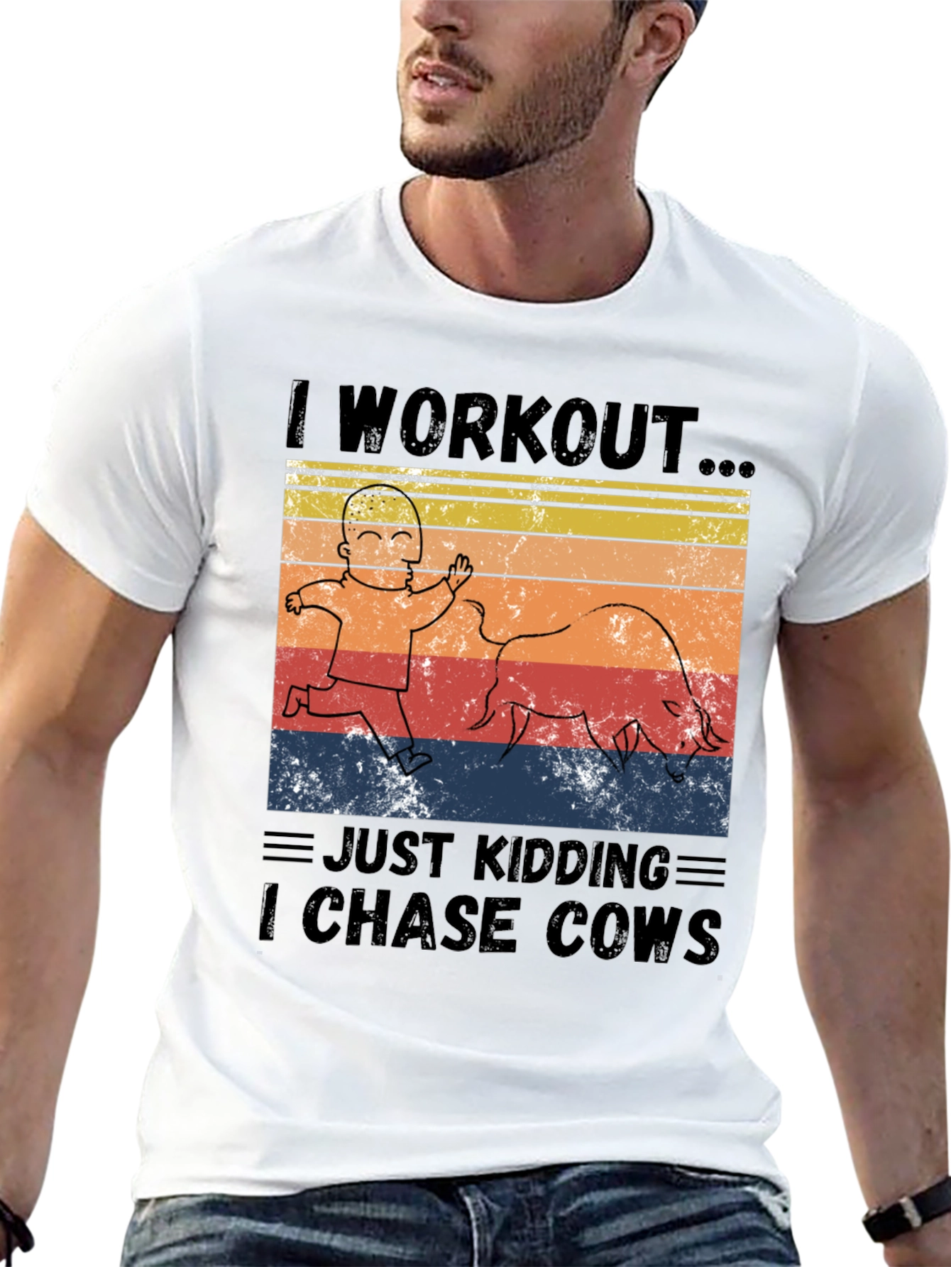 I Workout I Chase Cows Graphic T-Shirt