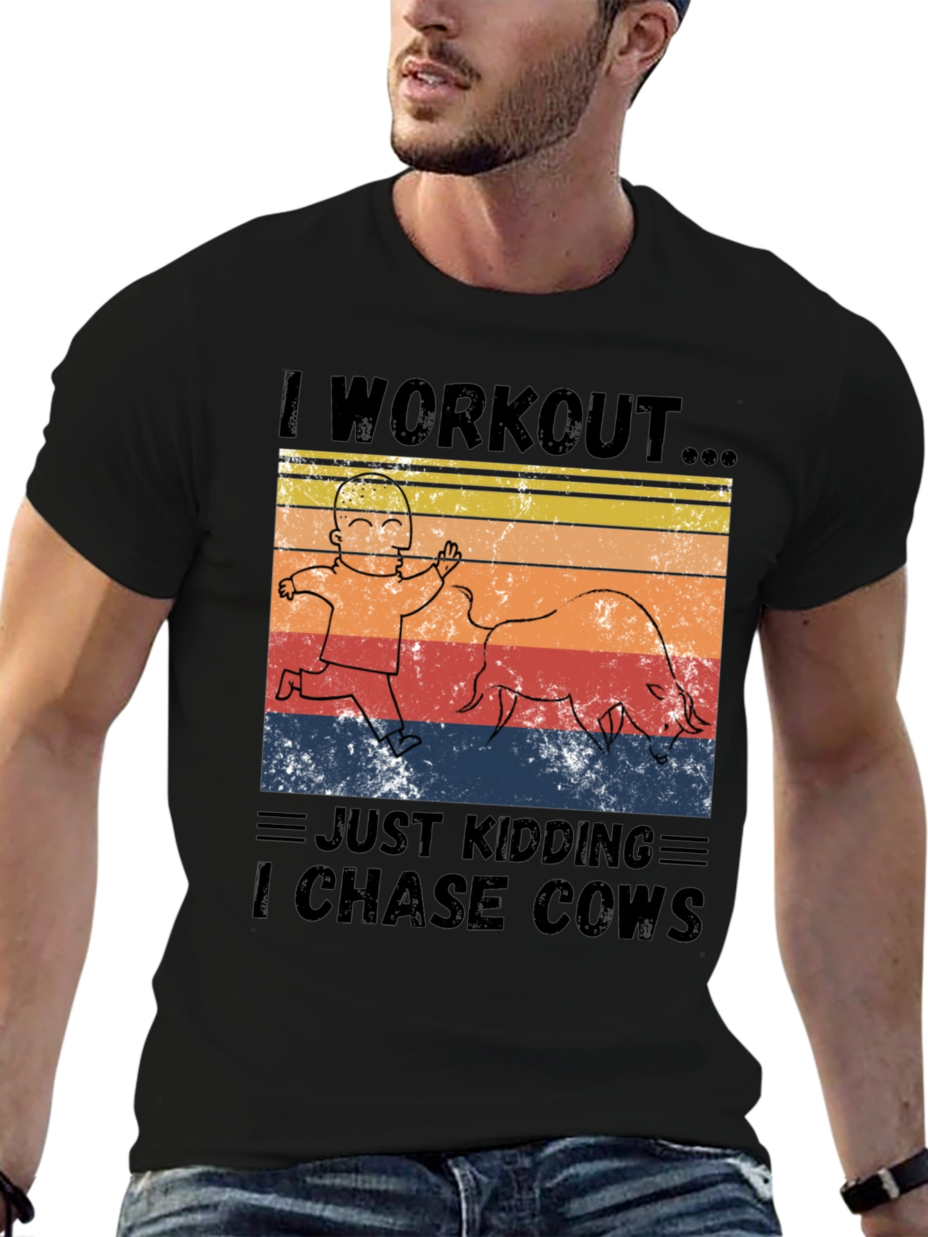 I Workout I Chase Cows Graphic T-Shirt