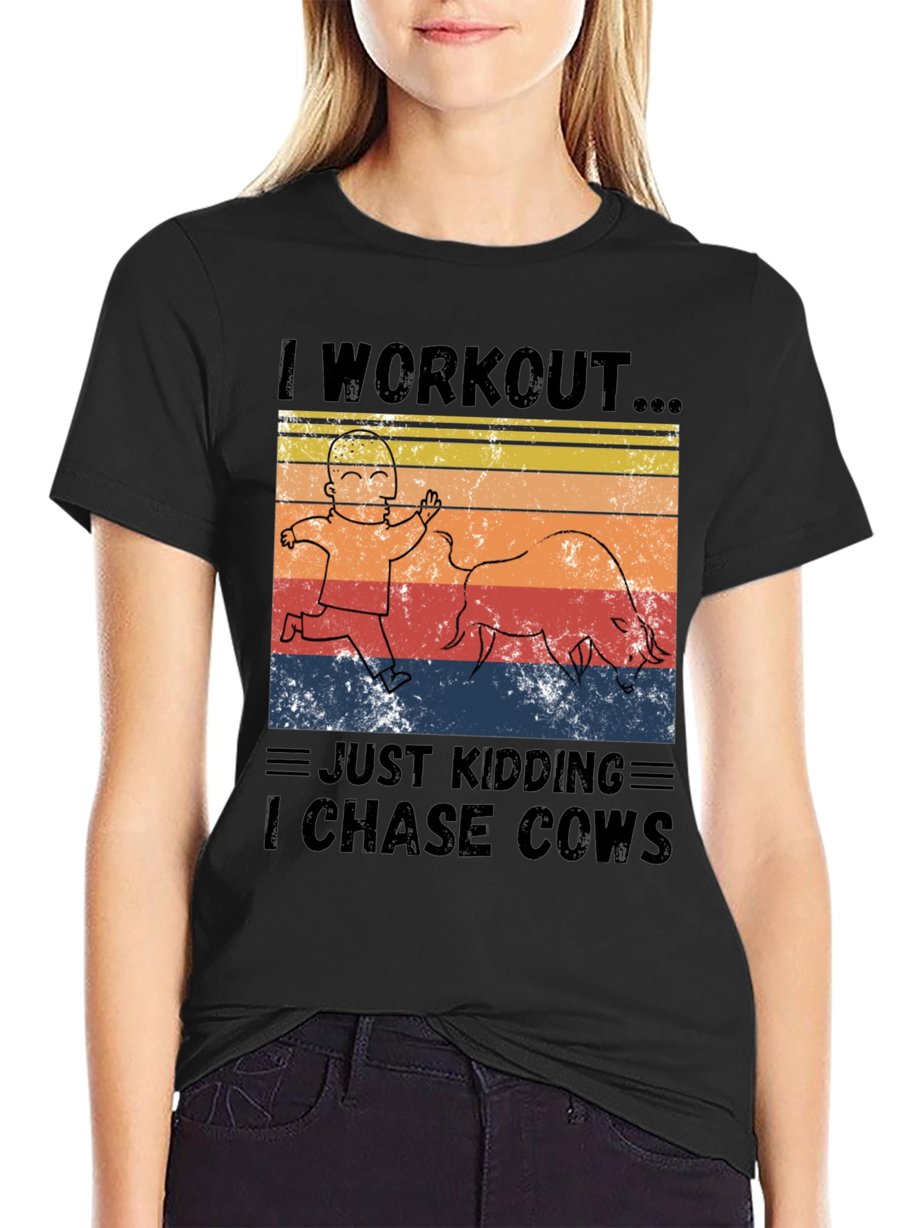 I Workout I Chase Cows Graphic T-Shirt