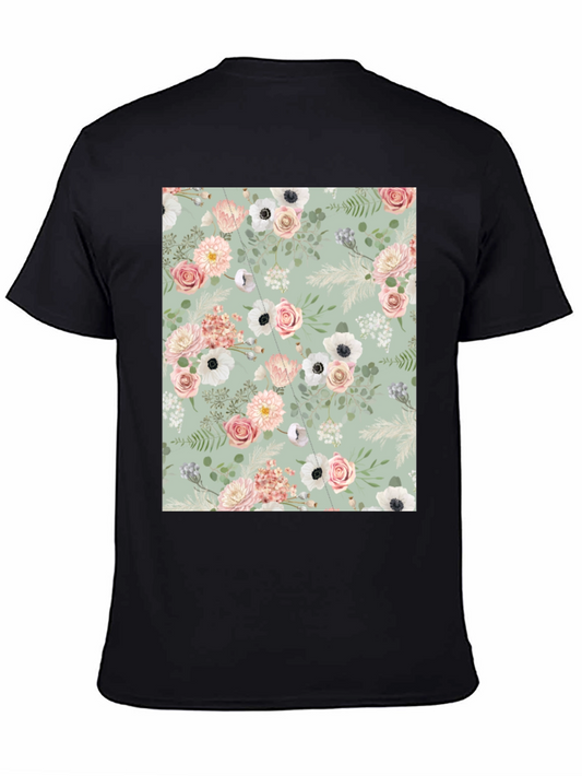 Floral Pattern Black Tee