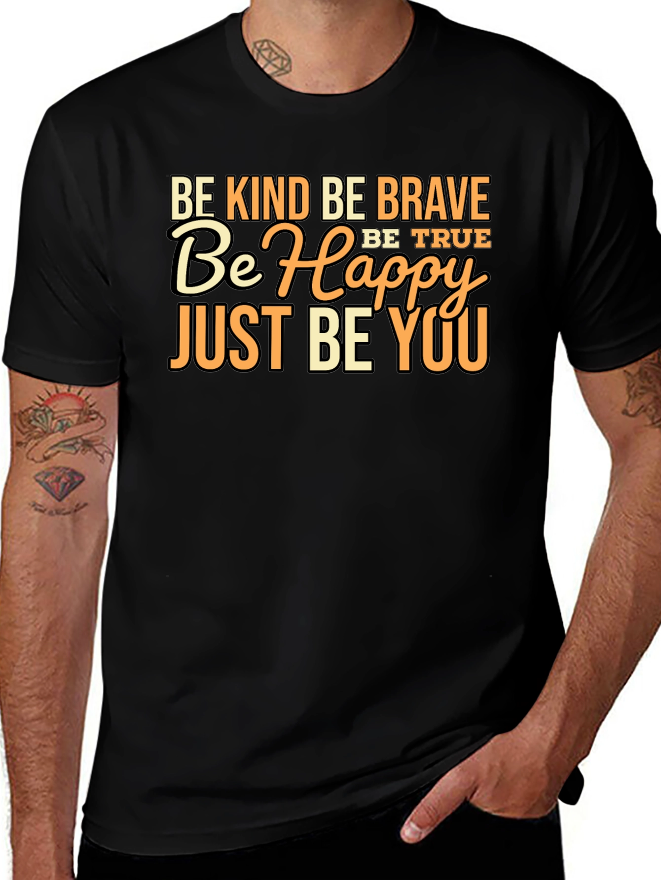 Be Kind Brave Happy You Black Graphic Tee