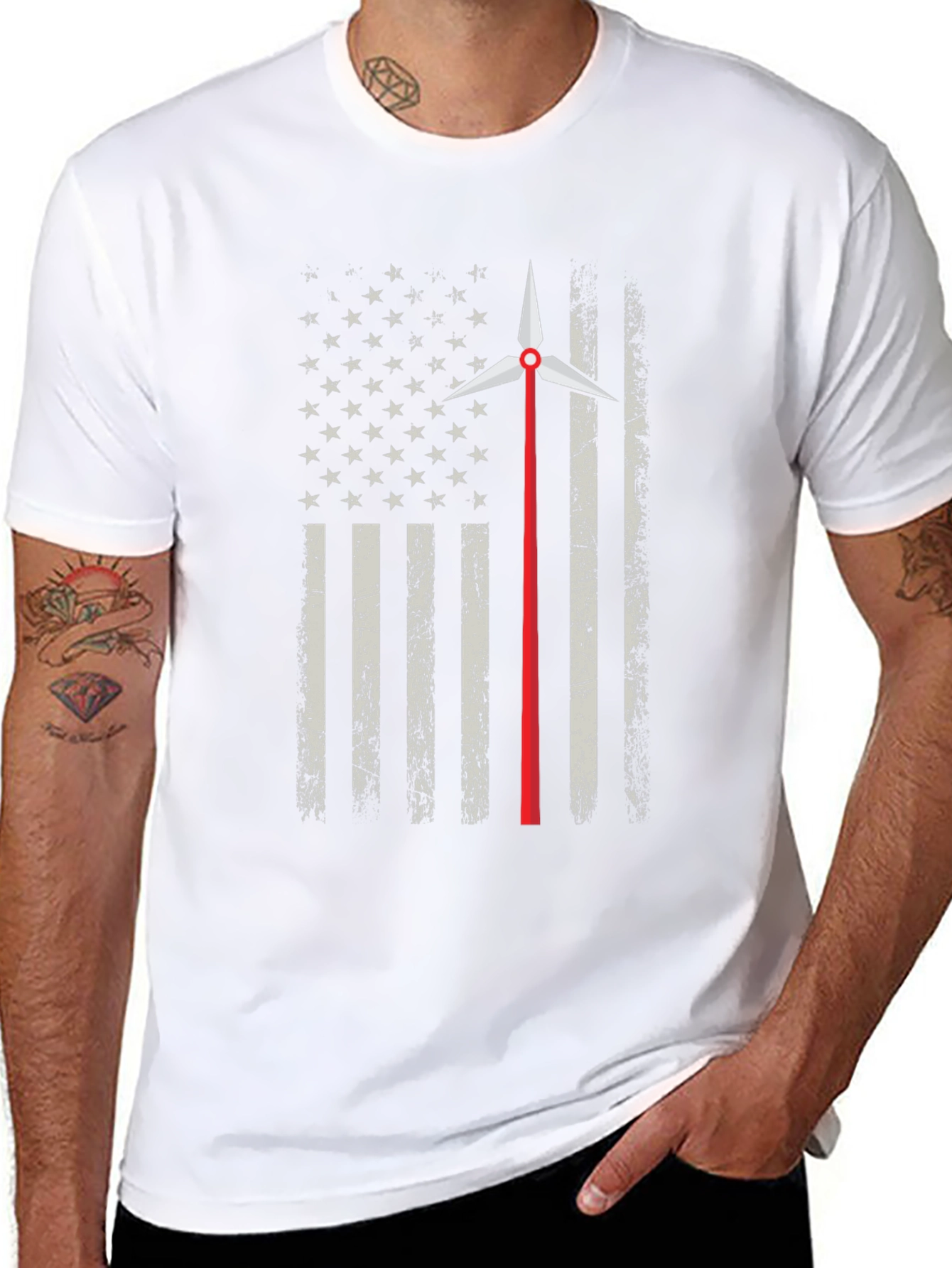 Patriotic Wind Turbine Flag T-Shirt